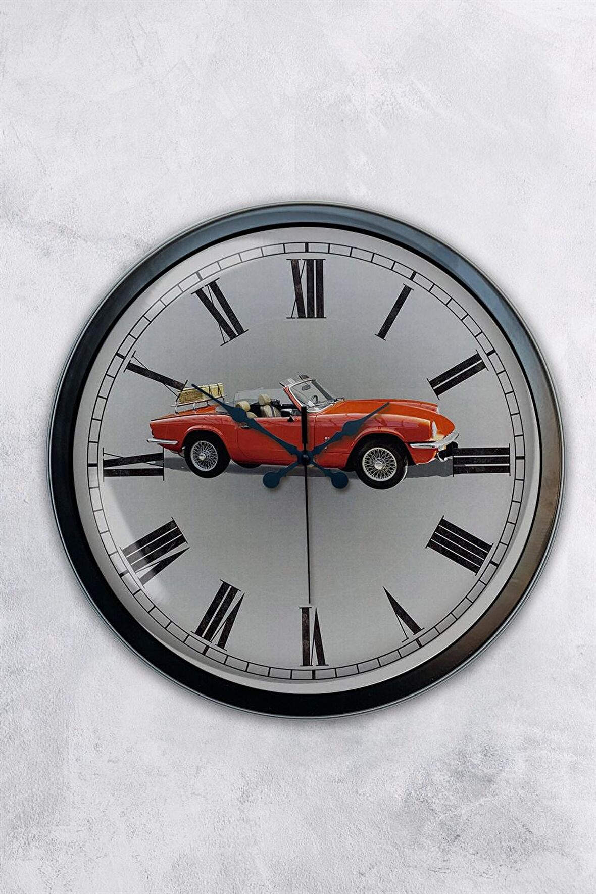 40 Cm Siyah Metal Spor Araba Duvar Saati