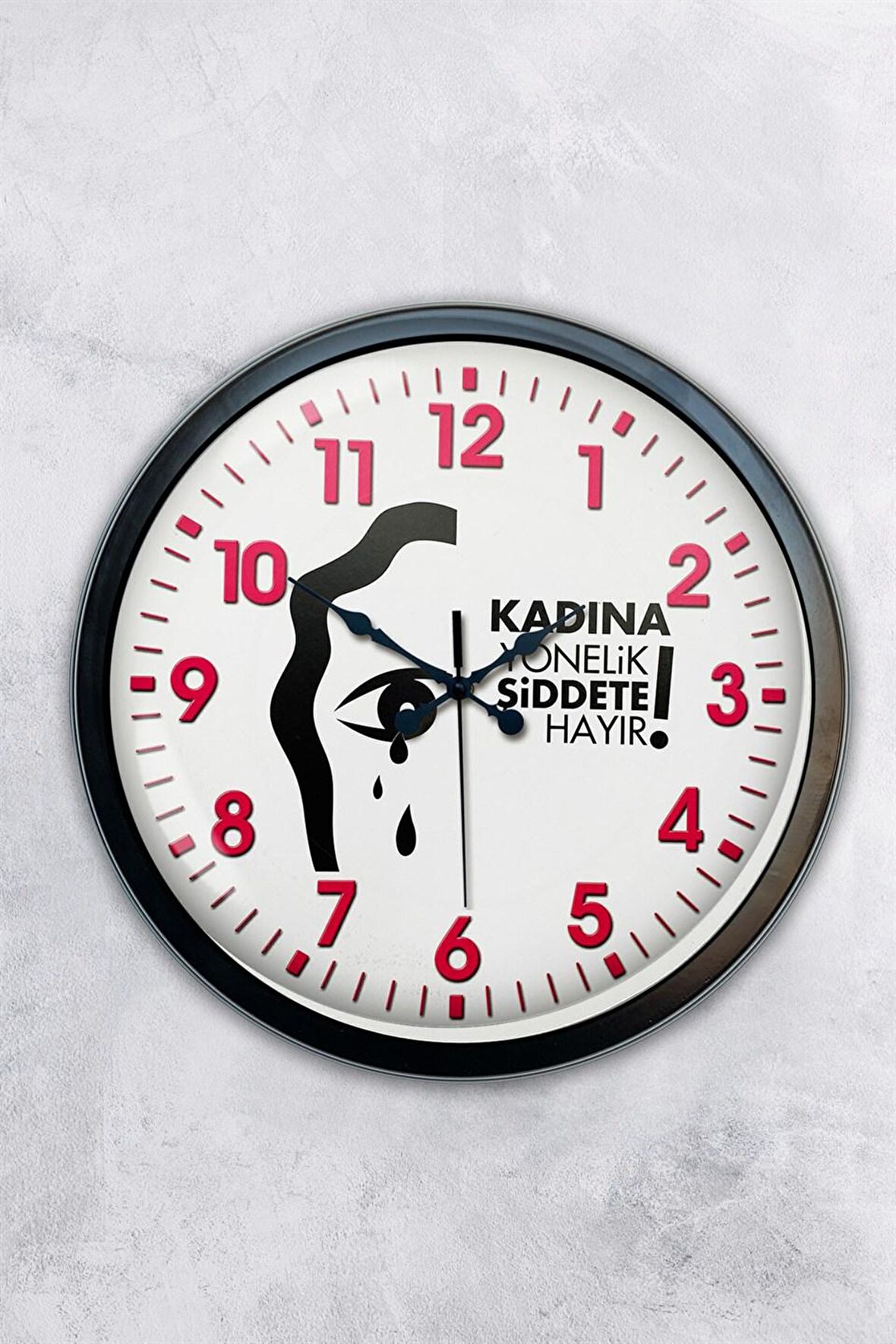 40 Cm Siyah Metal Sosyal Mesaj Duvar Saati