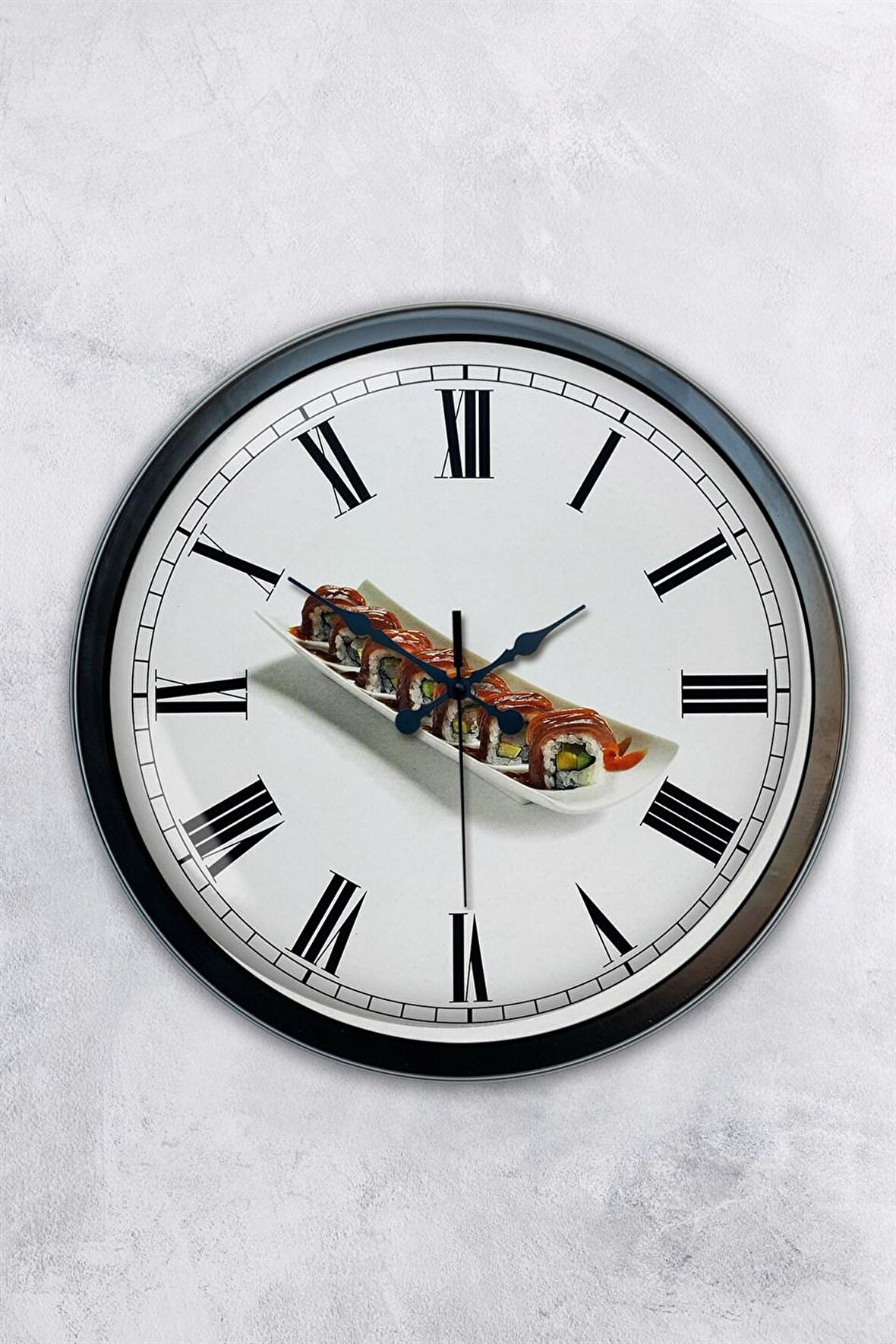 40 Cm Siyah Metal Sushi Duvar Saati