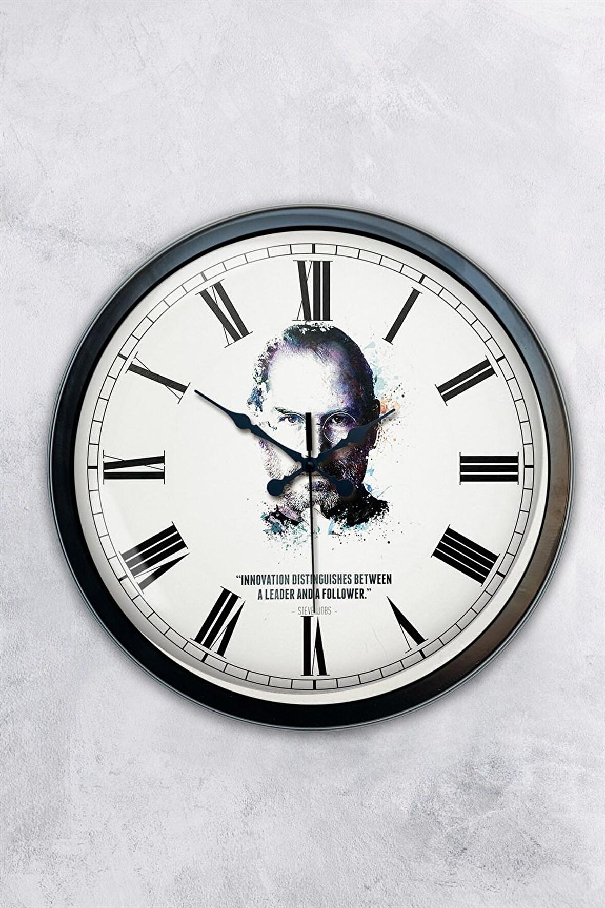 40 Cm Siyah Metal Steve Jobs Duvar Saati