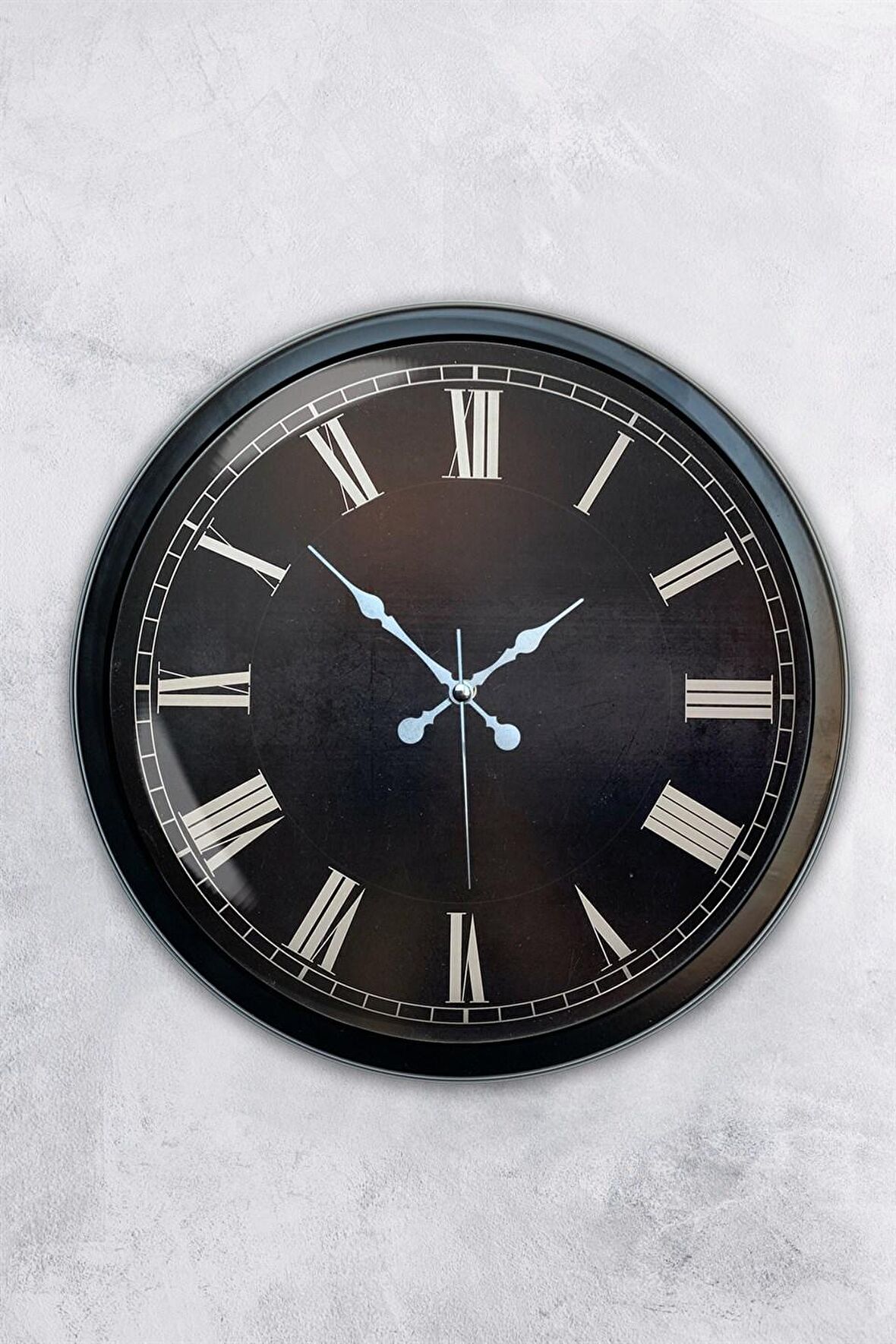 40 Cm Siyah Metal Siyah Romen Duvar Saati