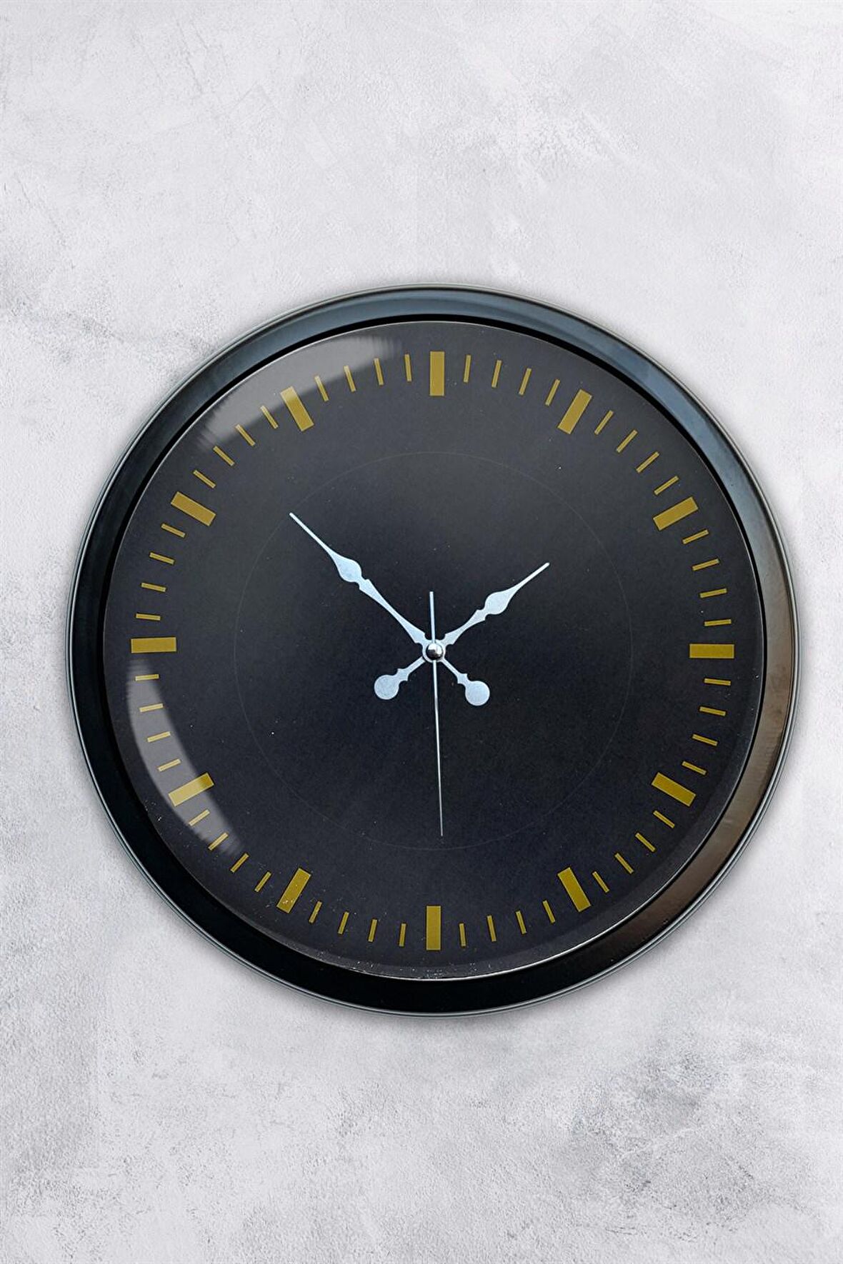 40 Cm Siyah Metal Siyah Klasik Gold Duvar Saati