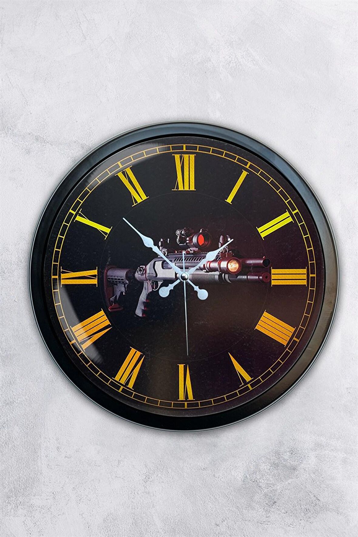 40 Cm Siyah Metal Silah Duvar Saati