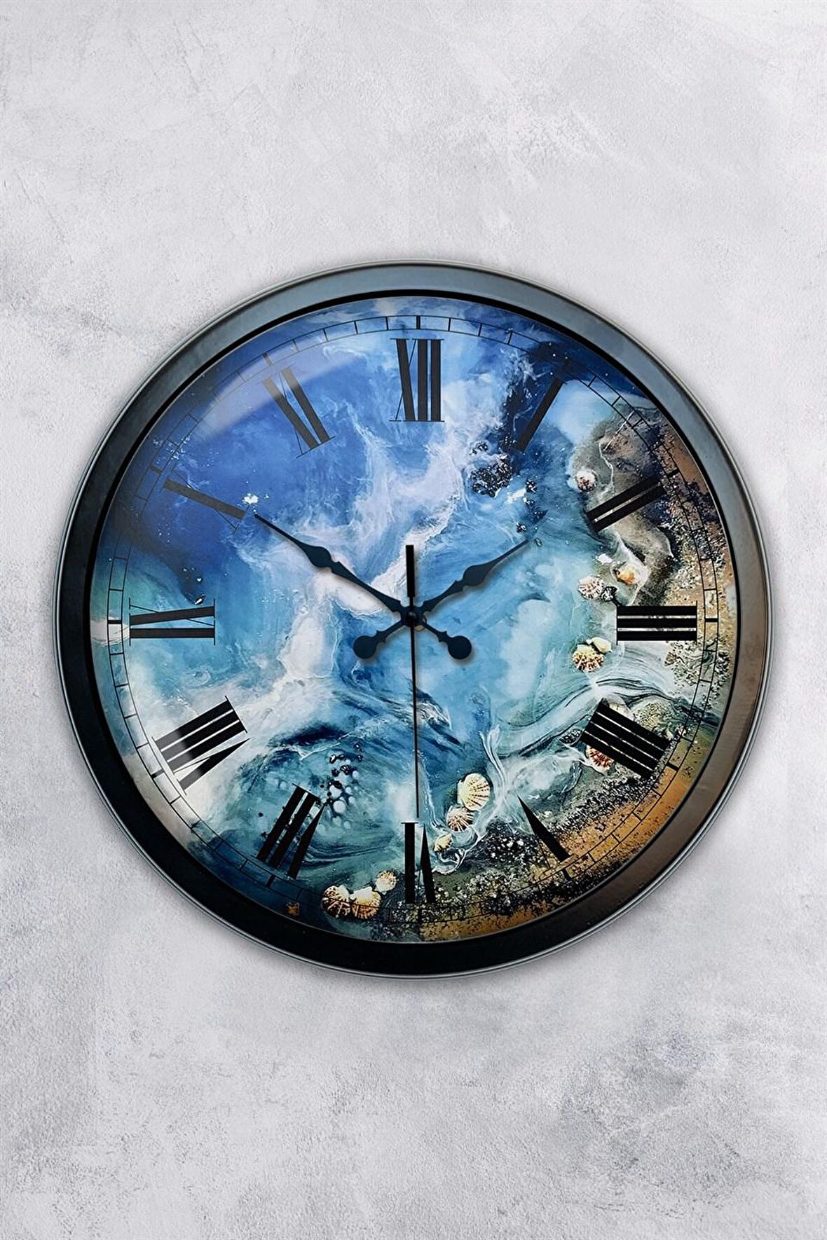 40 Cm Siyah Metal Sea Duvar Saati