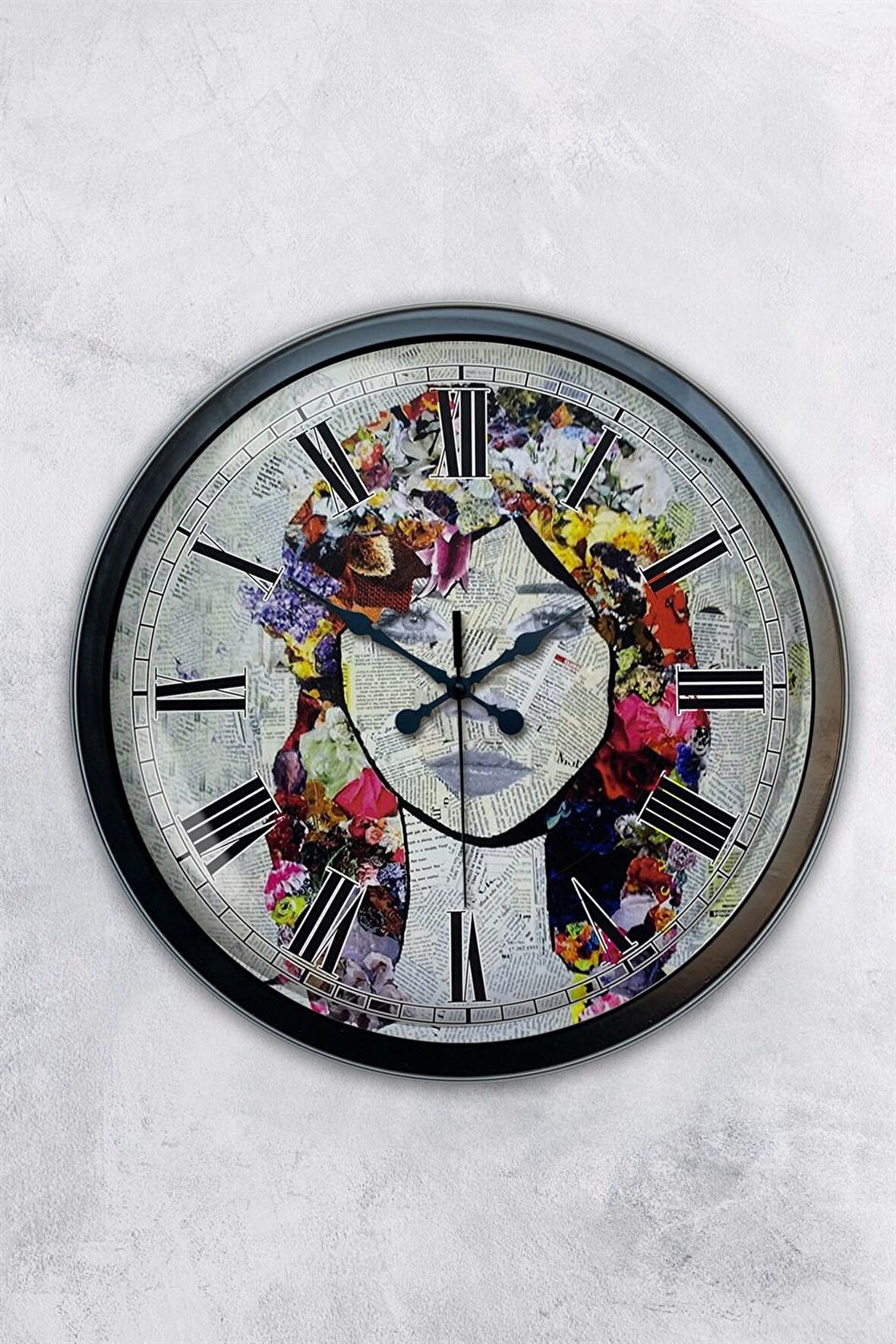 40 Cm Siyah Metal Sanatsal Duvar Saati