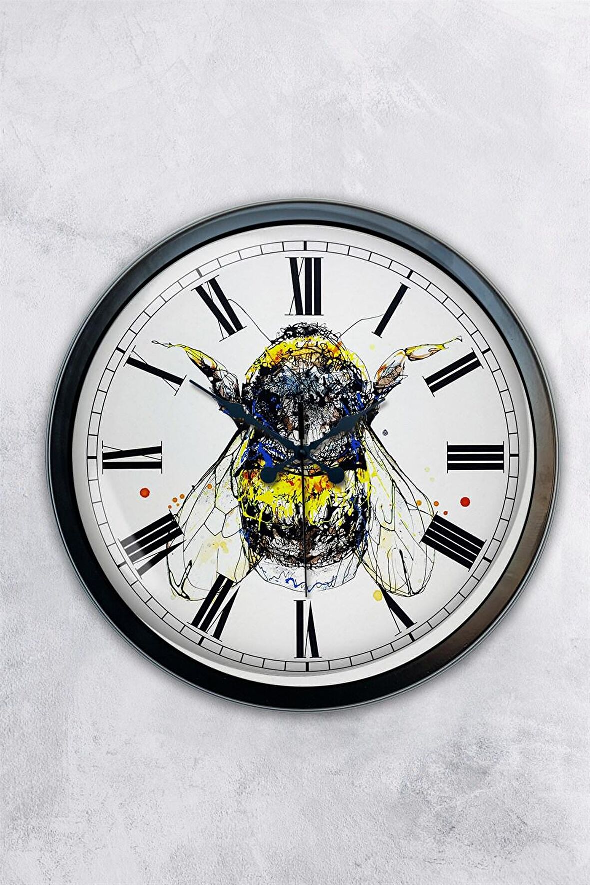 40 Cm Siyah Metal Sanatsal Duvar Saati