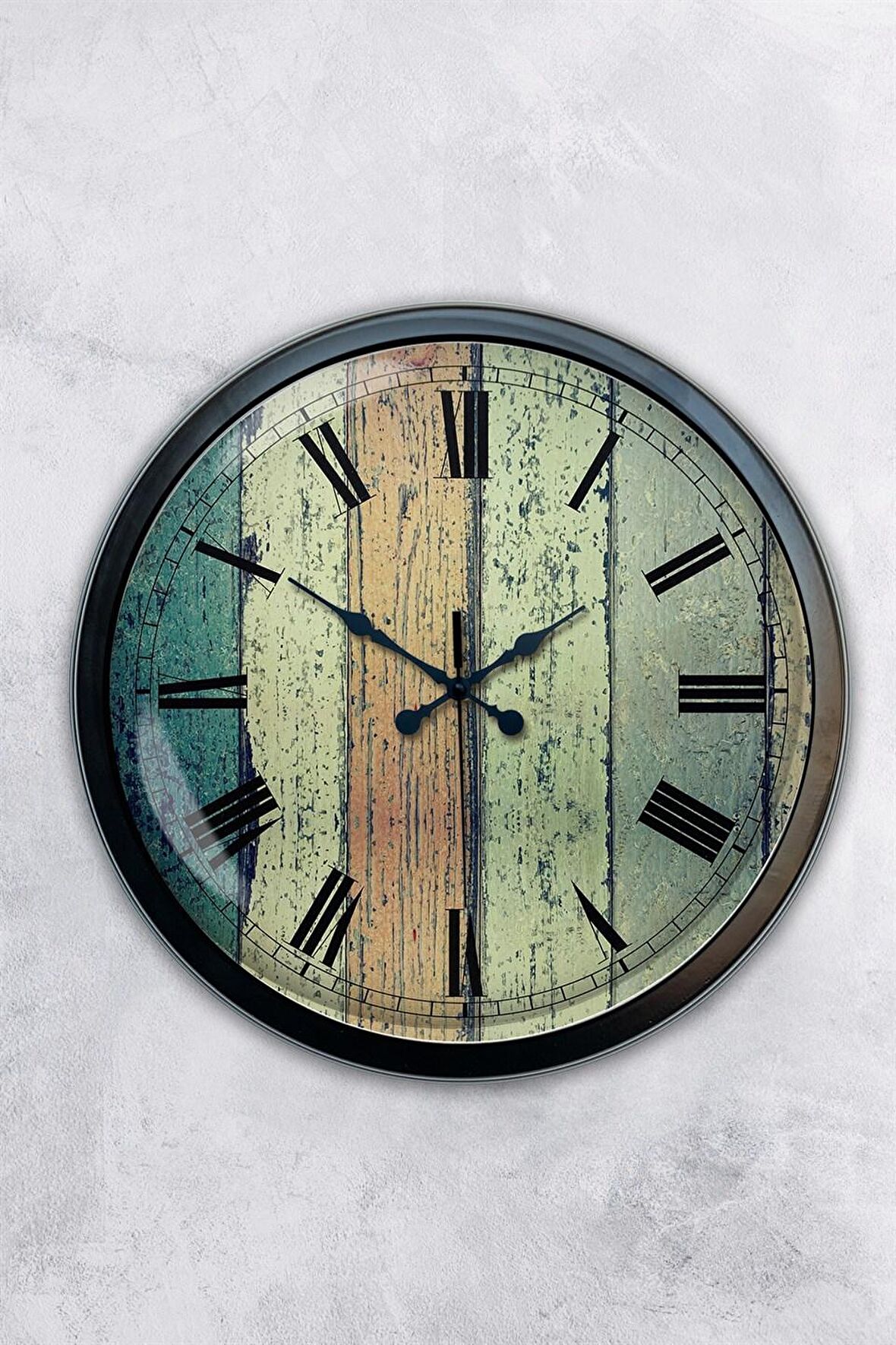 40 Cm Siyah Metal Romen Eskitme Duvar Saati