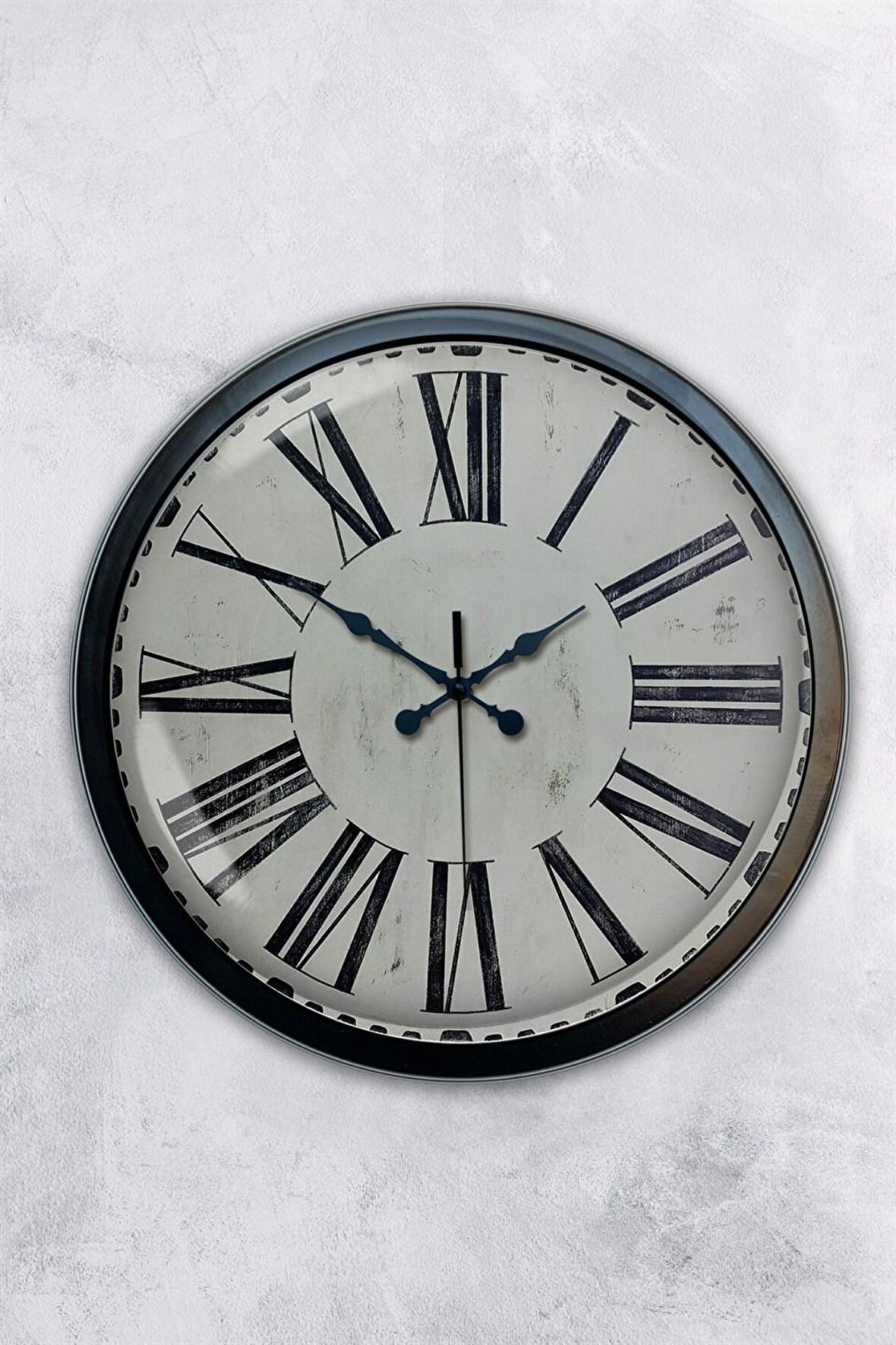 40 Cm Siyah Metal Roman Rakamlı Duvar Saati