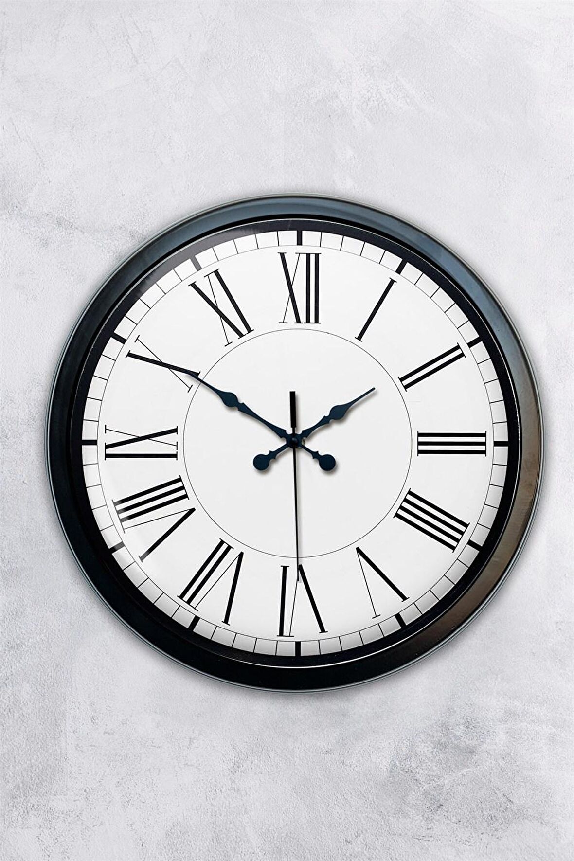 40 Cm Siyah Metal Roma Klasik Duvar Saati