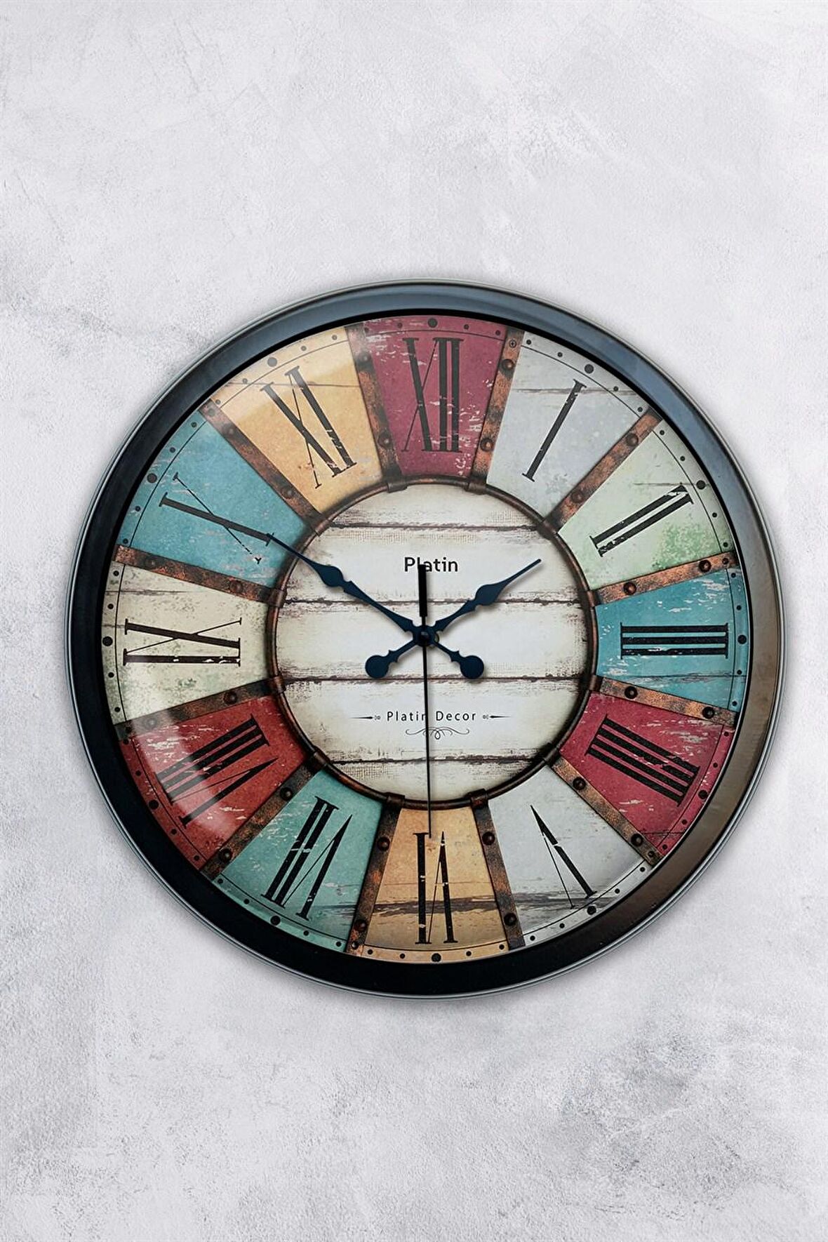 40 Cm Siyah Metal Retro Duvar Saati