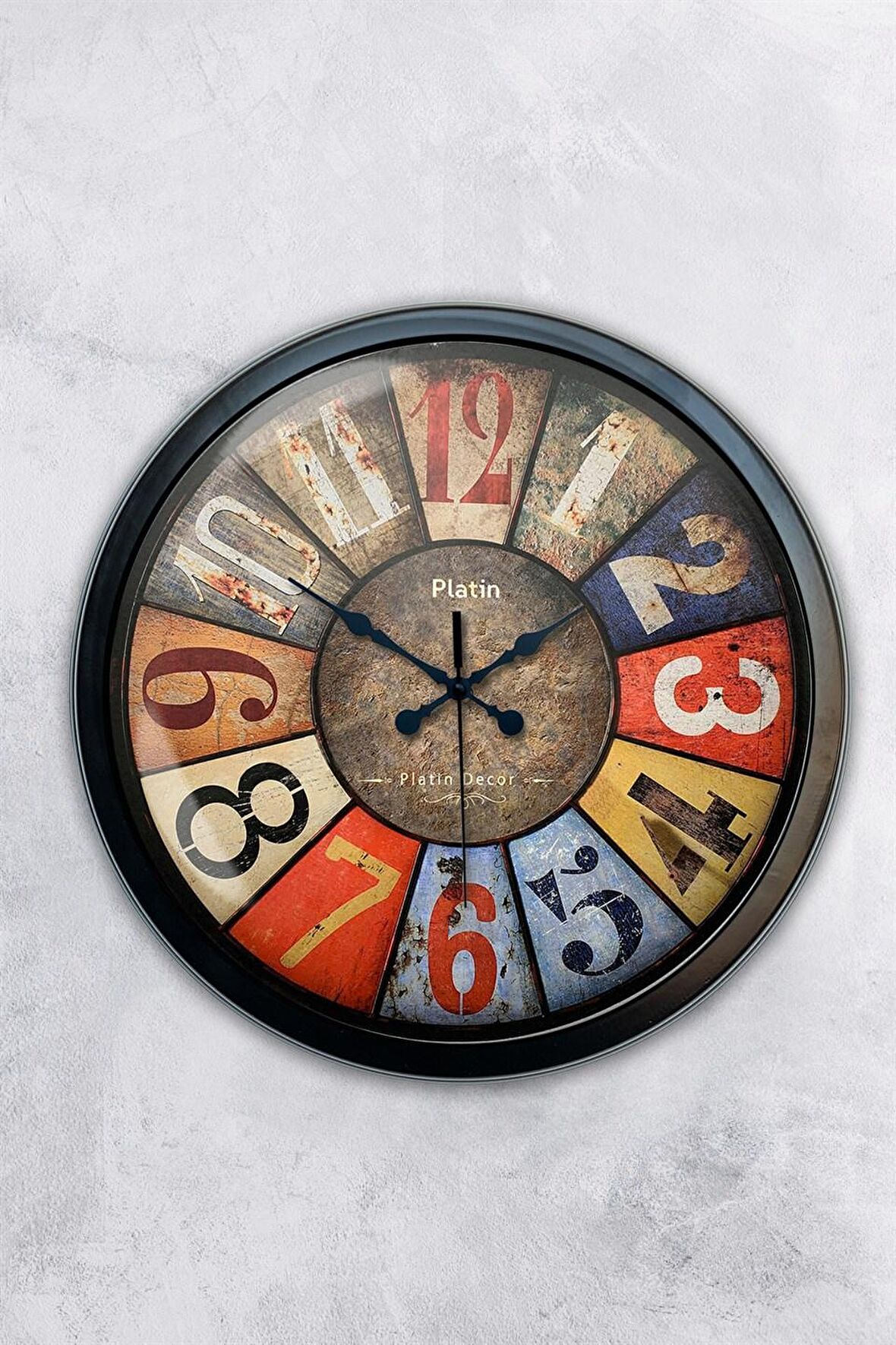40 Cm Siyah Metal Retro Duvar Saati