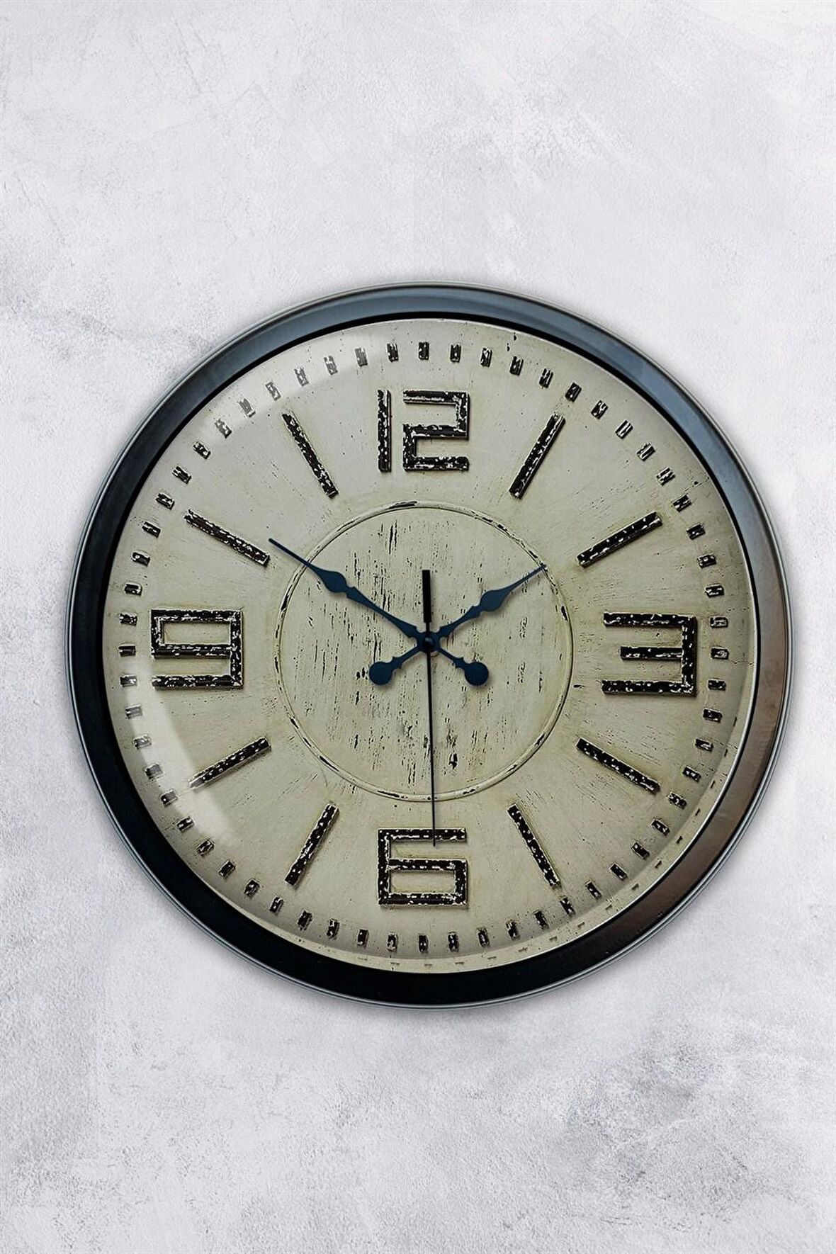 40 Cm Siyah Metal Retro Duvar Saati