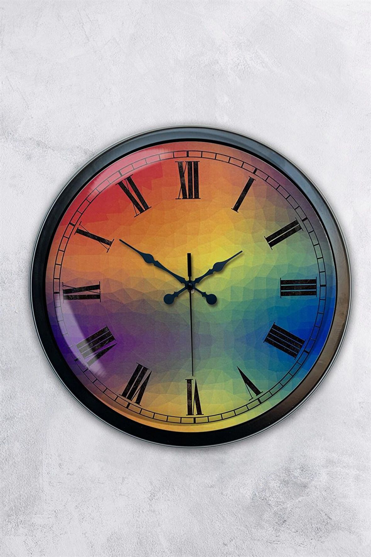 40 Cm Siyah Metal Renk Dünyası Duvar Saati