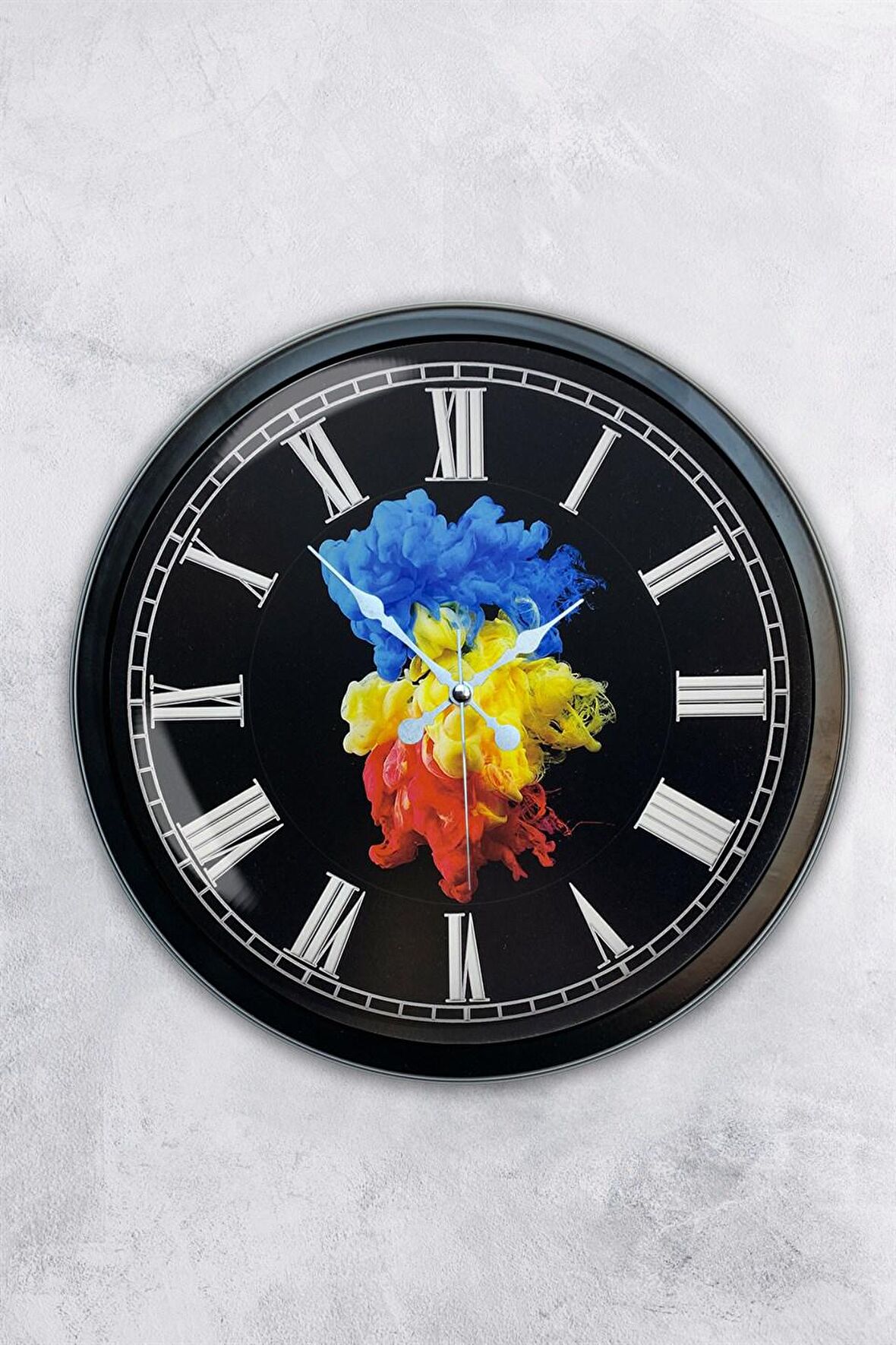 40 Cm Siyah Metal Renk Dünyası Duvar Saati