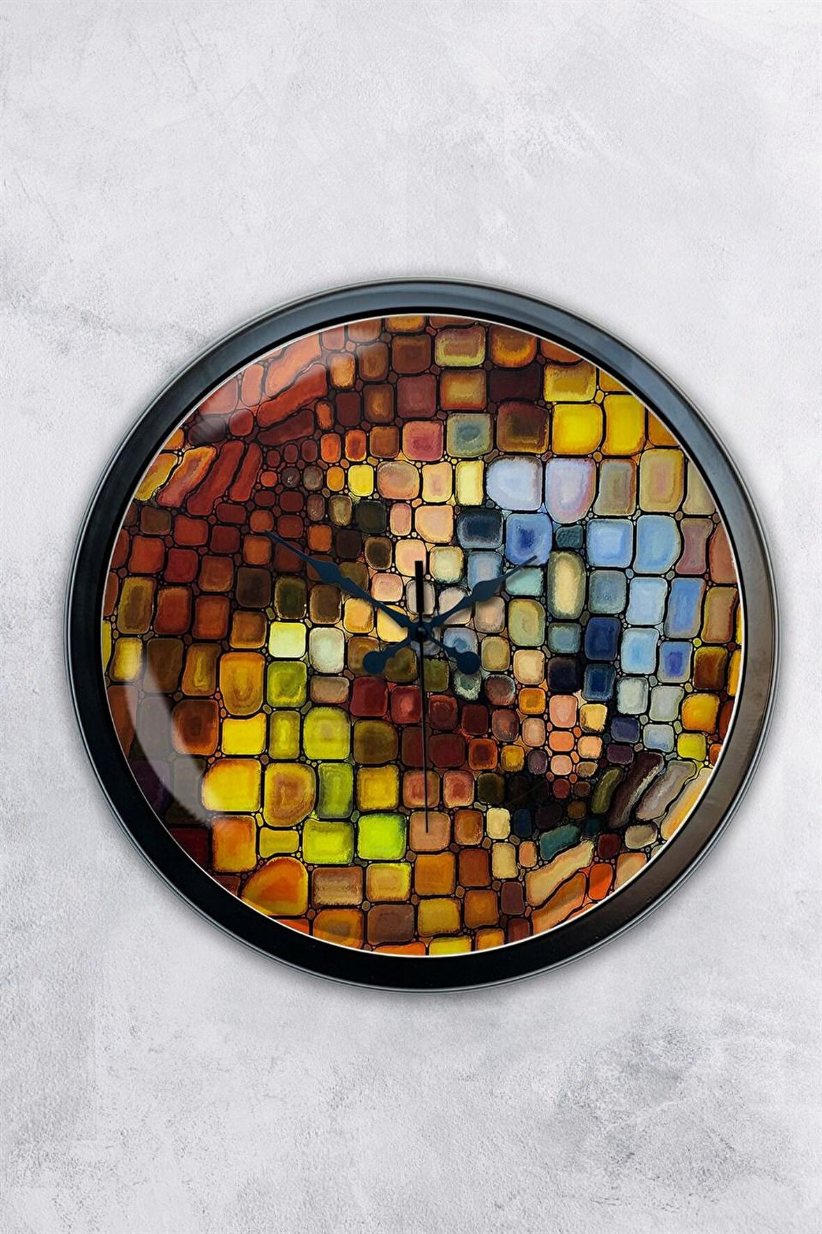 40 Cm Siyah Metal Rengarenk Duvar Saati