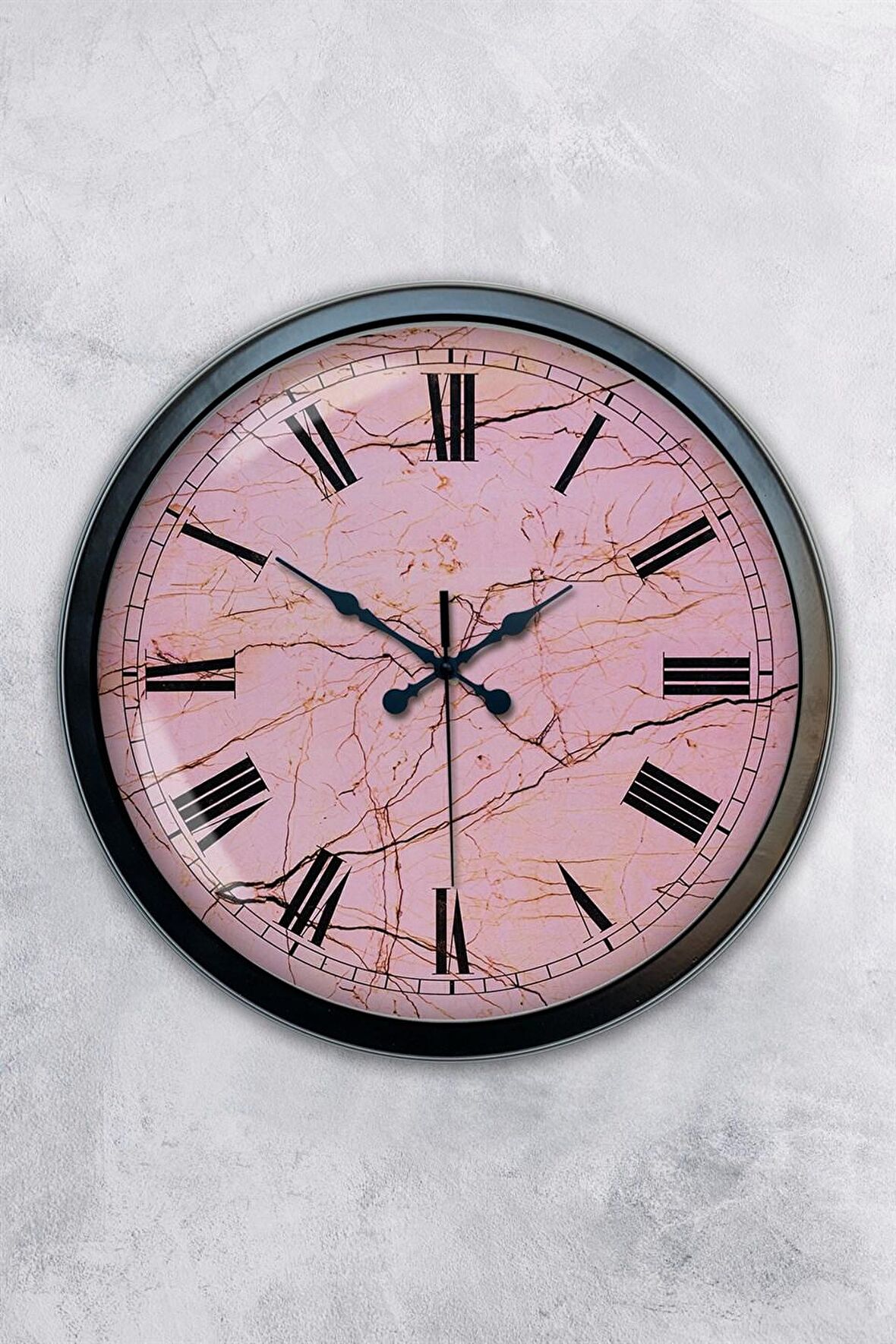 40 Cm Siyah Metal Pink Duvar Saati