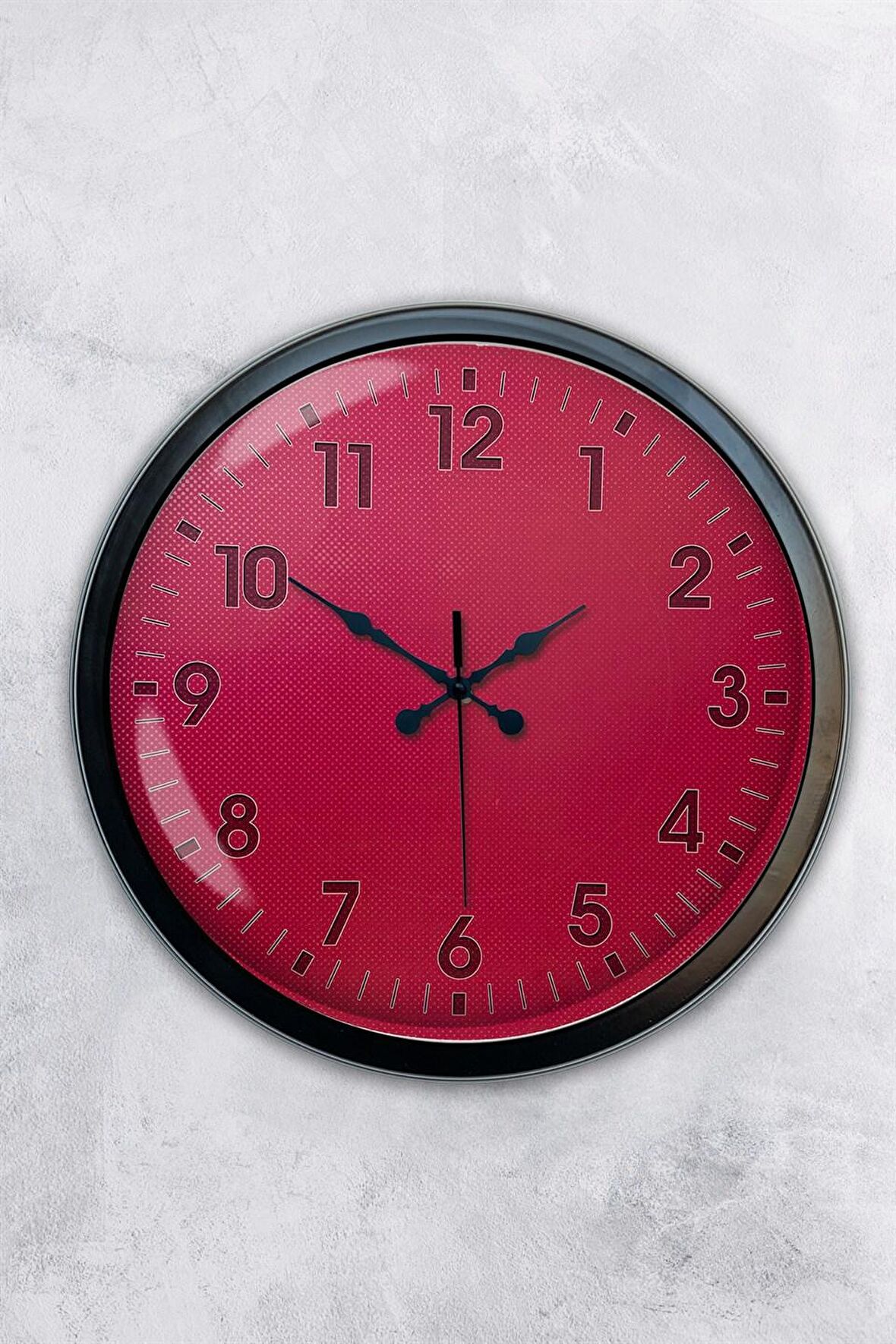 40 Cm Siyah Metal Pembe Duvar Saati