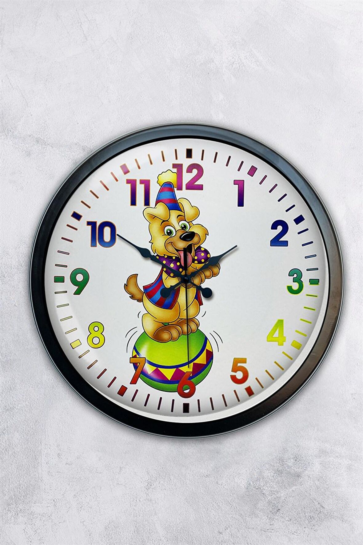 40 Cm Siyah Metal Palyaço Duvar Saati