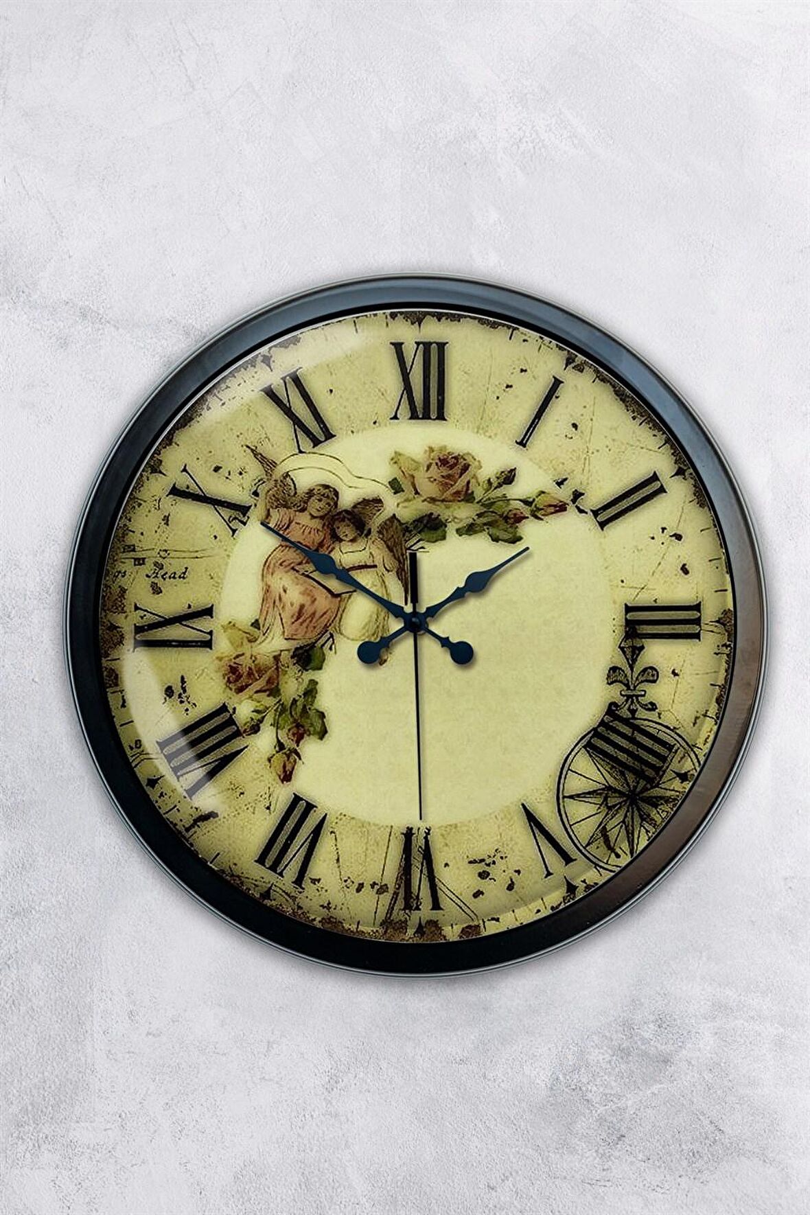 40 Cm Siyah Metal Nostalji Duvar Saati