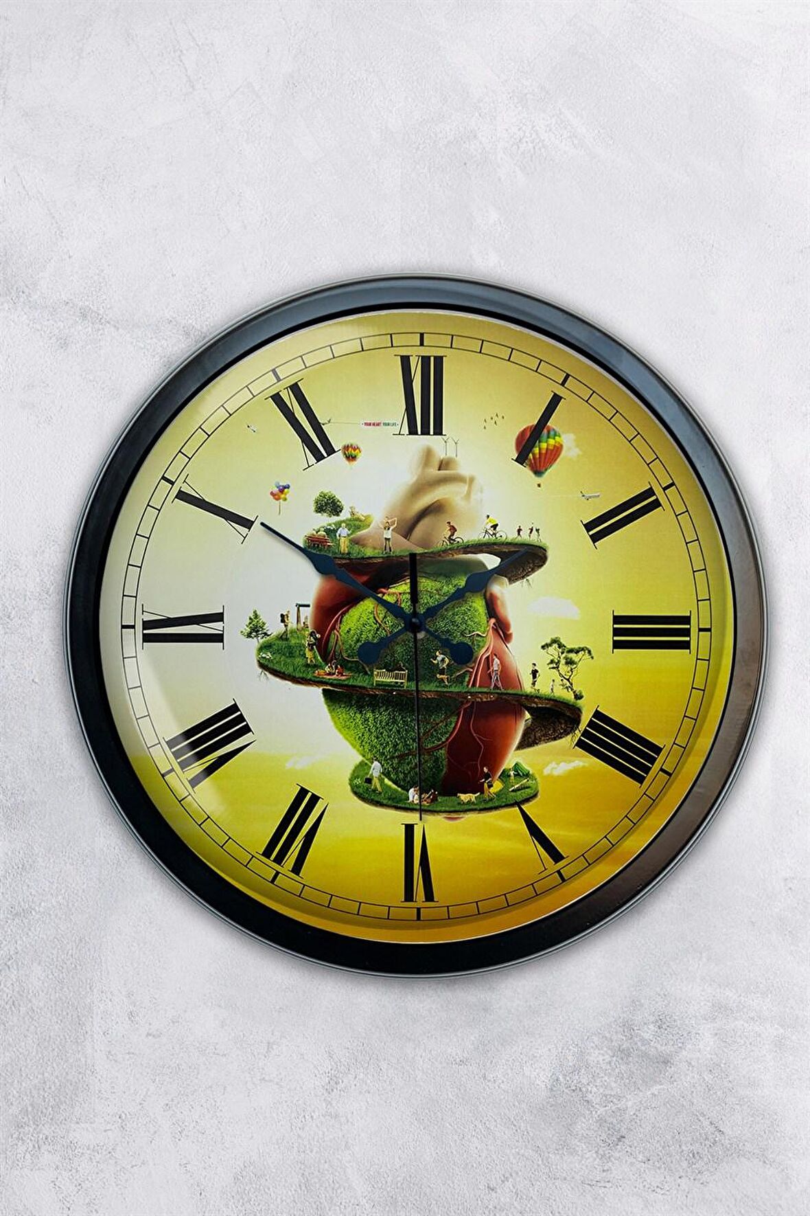 40 Cm Siyah Metal Naturel Duvar Saati