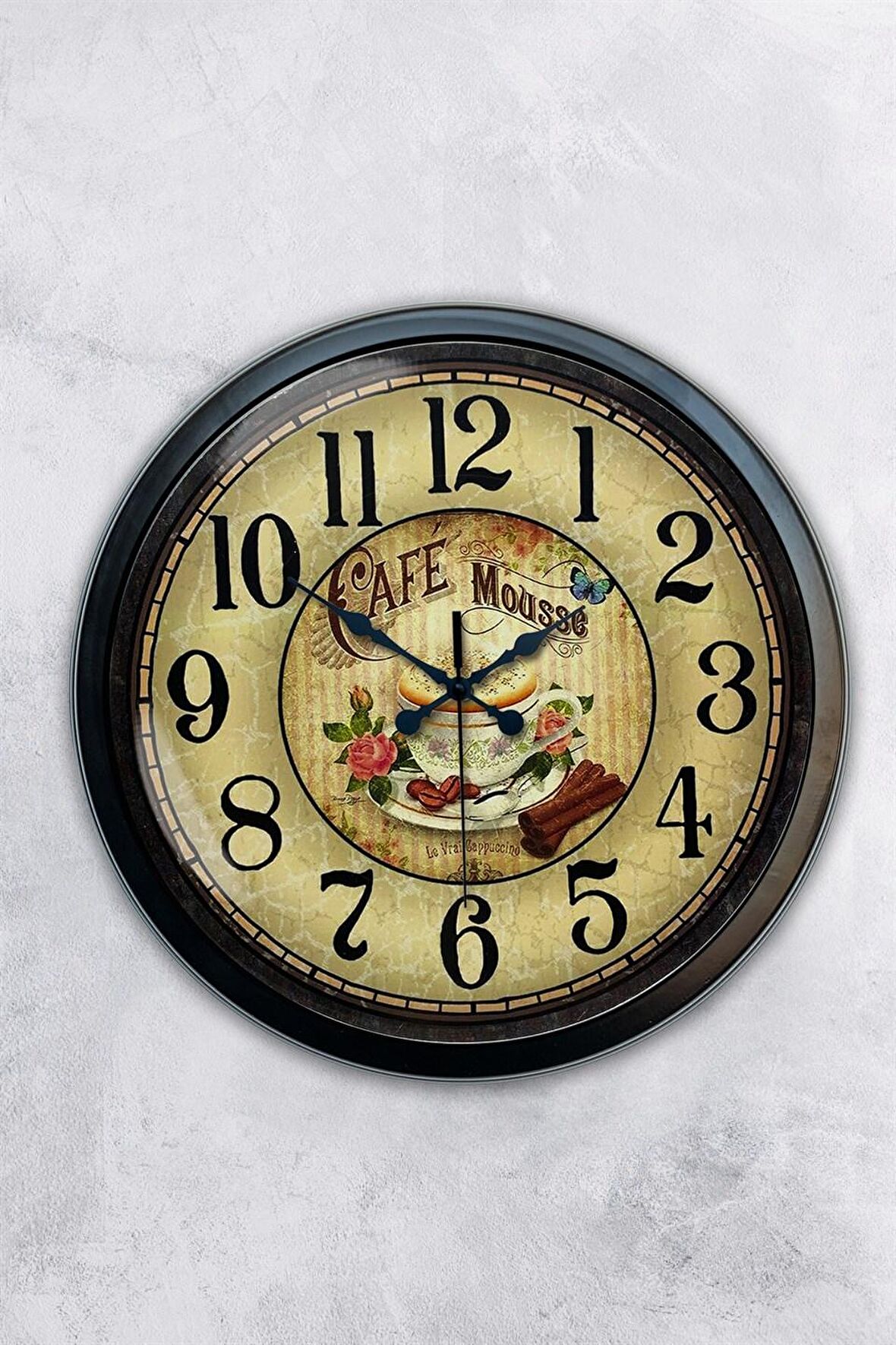 40 Cm Siyah Metal Mutfak Duvar Saati