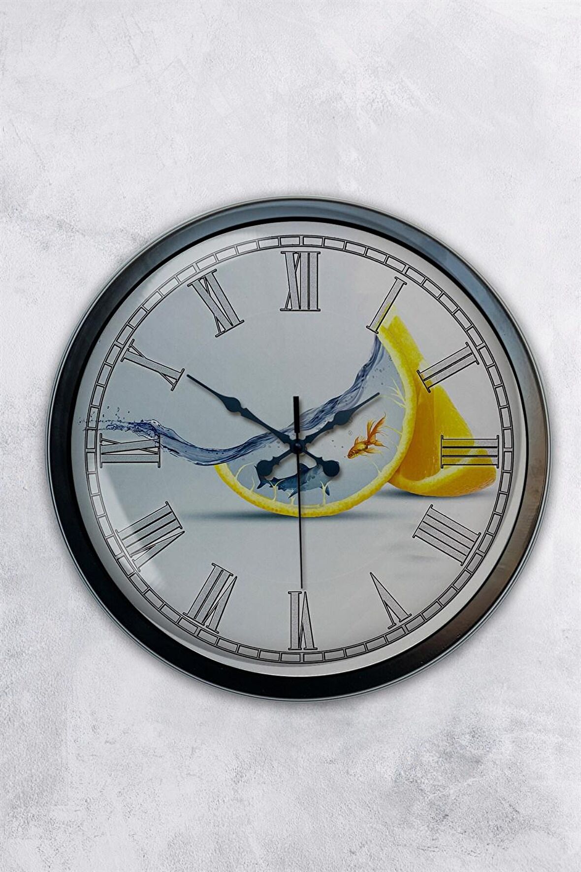 40 Cm Siyah Metal Mutfak Duvar Saati