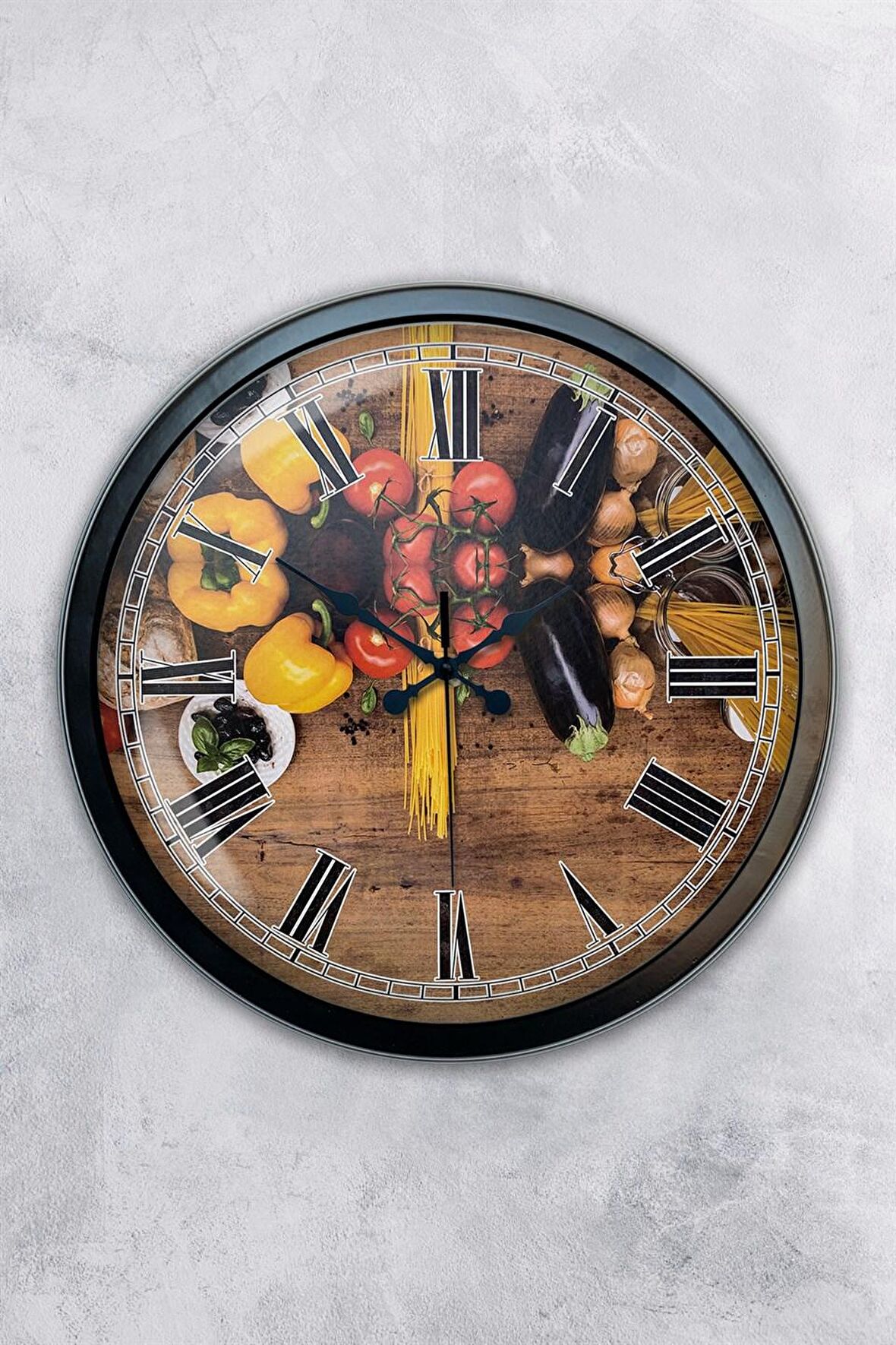 40 Cm Siyah Metal Mutfak Duvar Saati