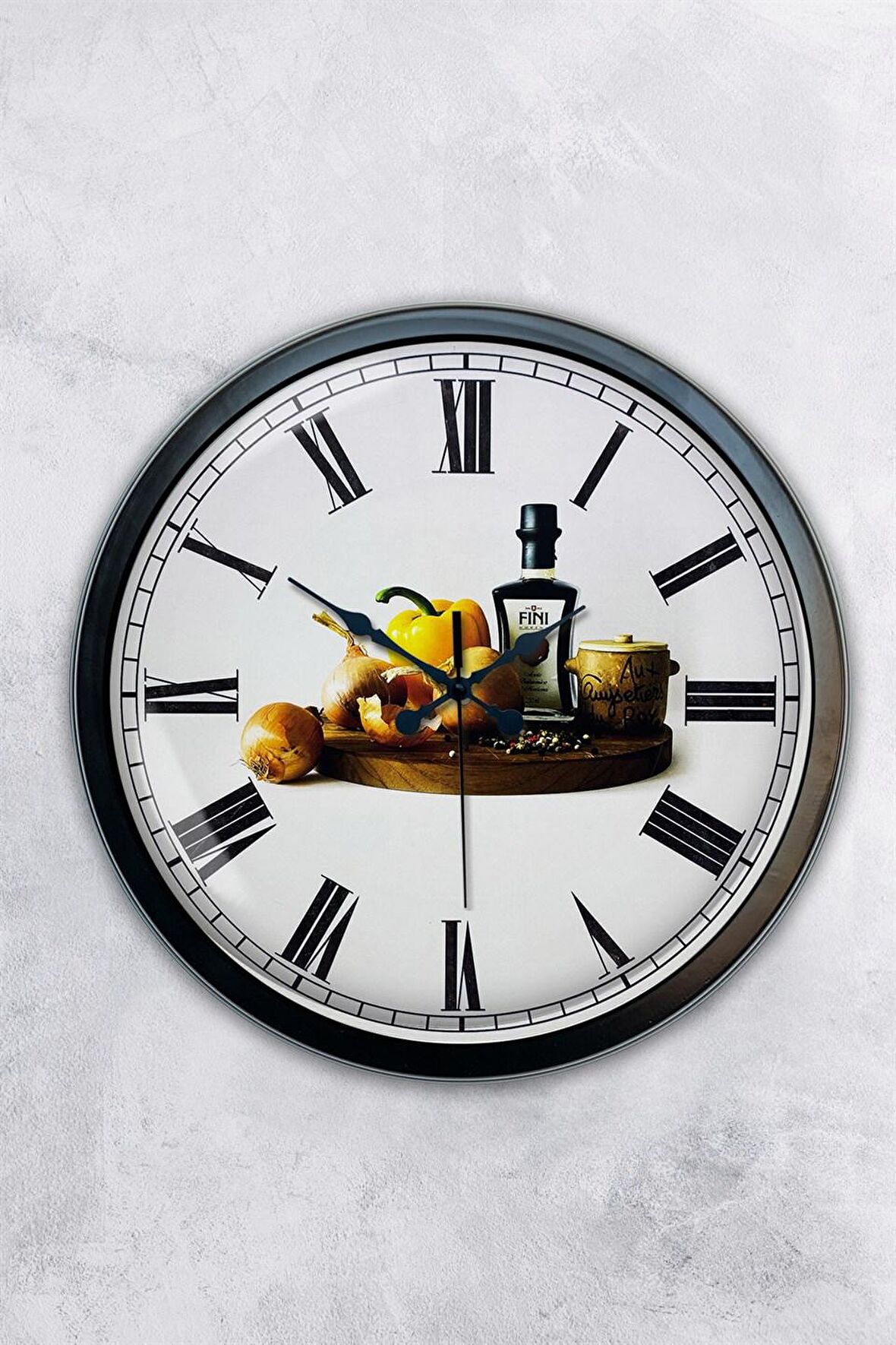 40 Cm Siyah Metal Mutfak Duvar Saati