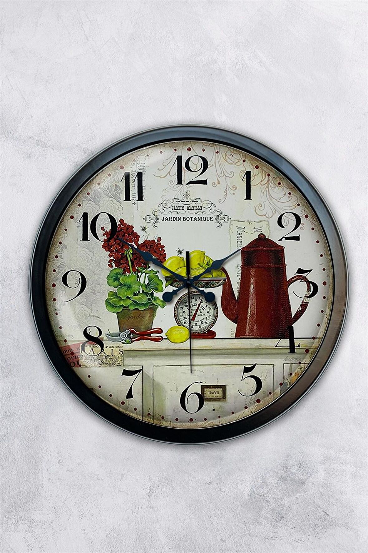 40 Cm Siyah Metal Mutfak Duvar Saati