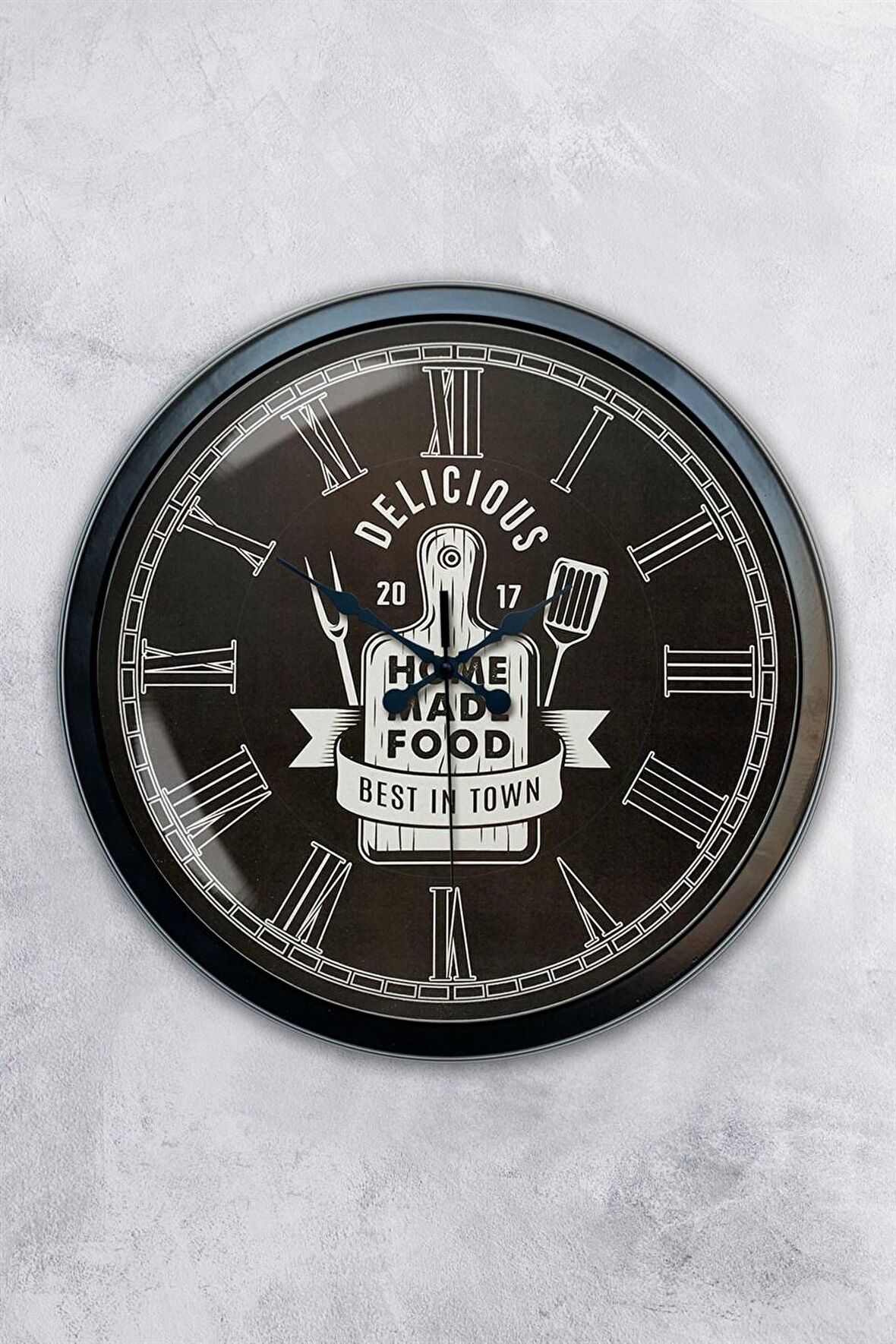 40 Cm Siyah Metal Mutfak Duvar Saati