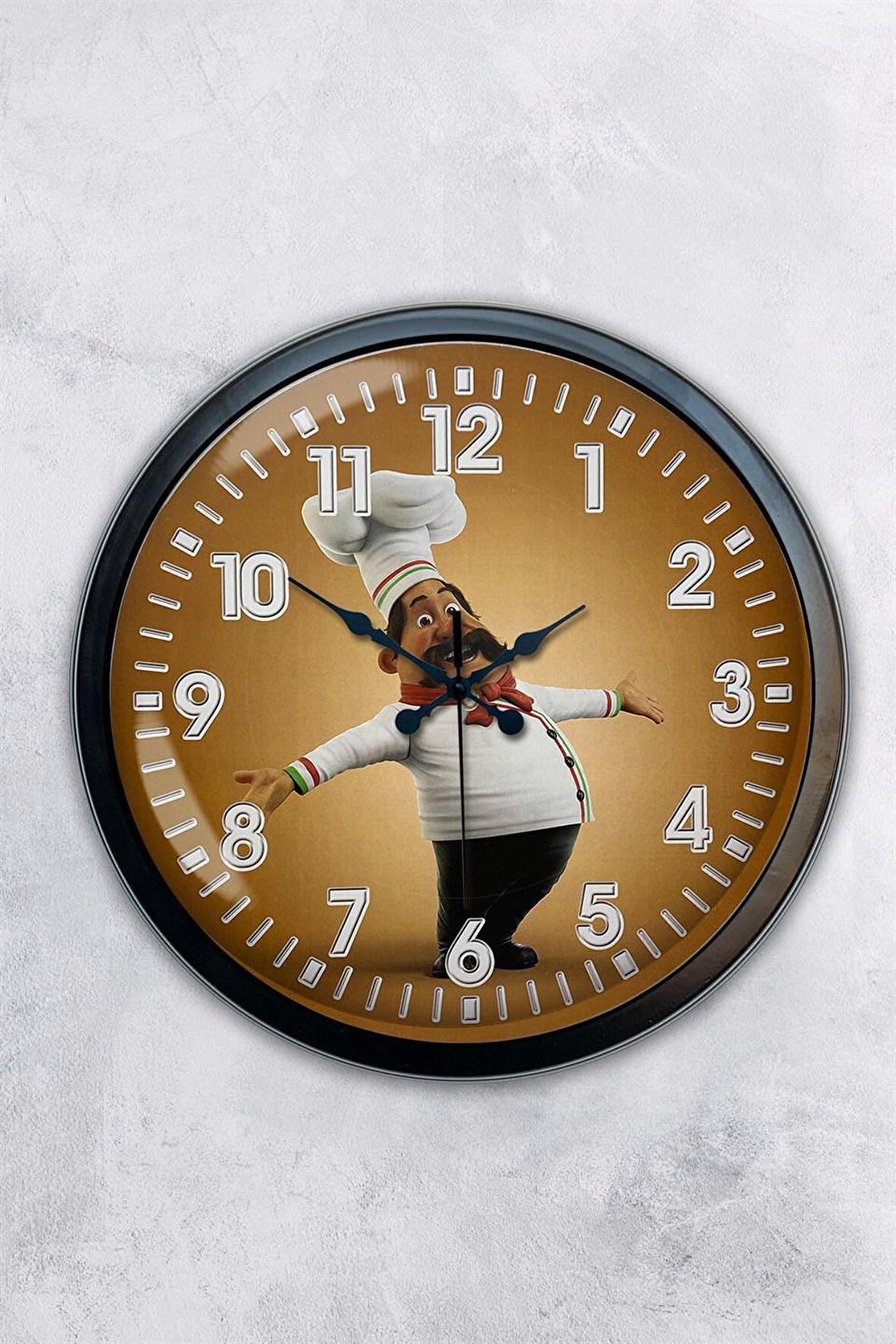 40 Cm Siyah Metal Mutfak Duvar Saati