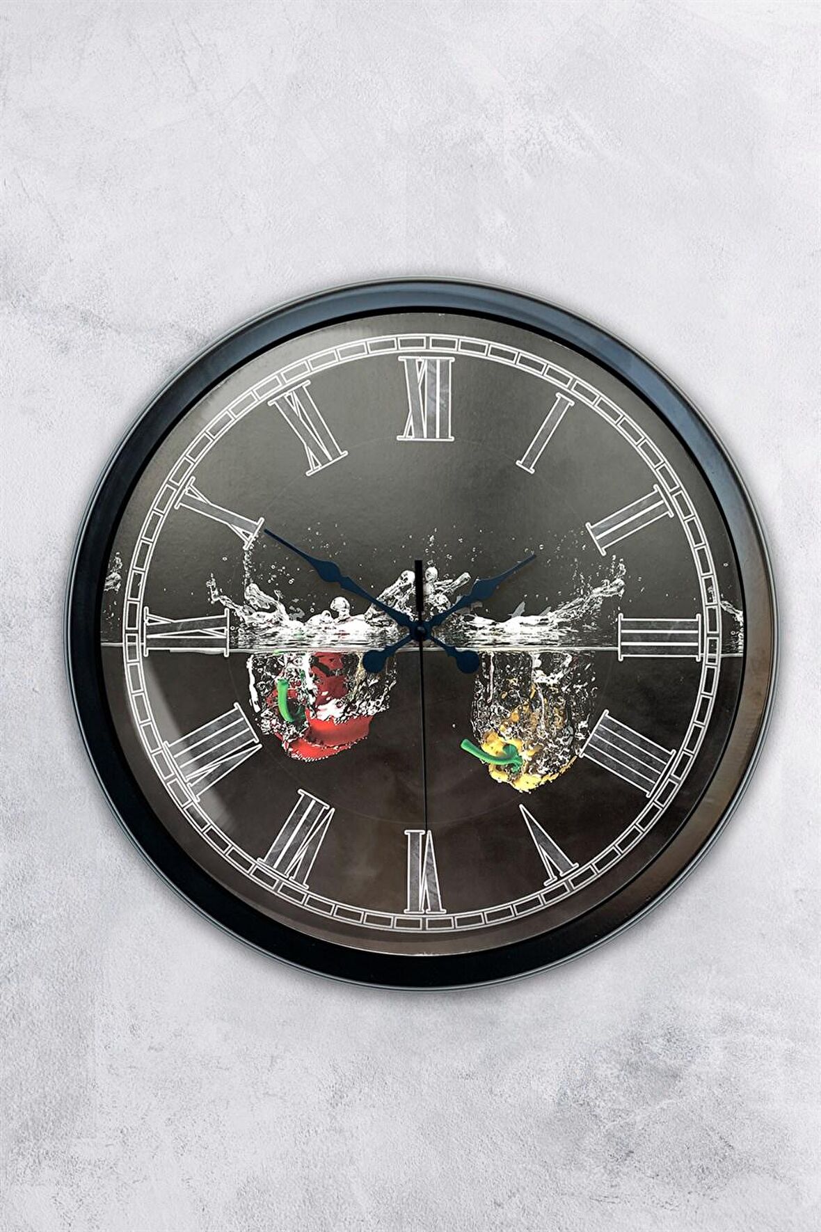 40 Cm Siyah Metal Mutfak Duvar Saati