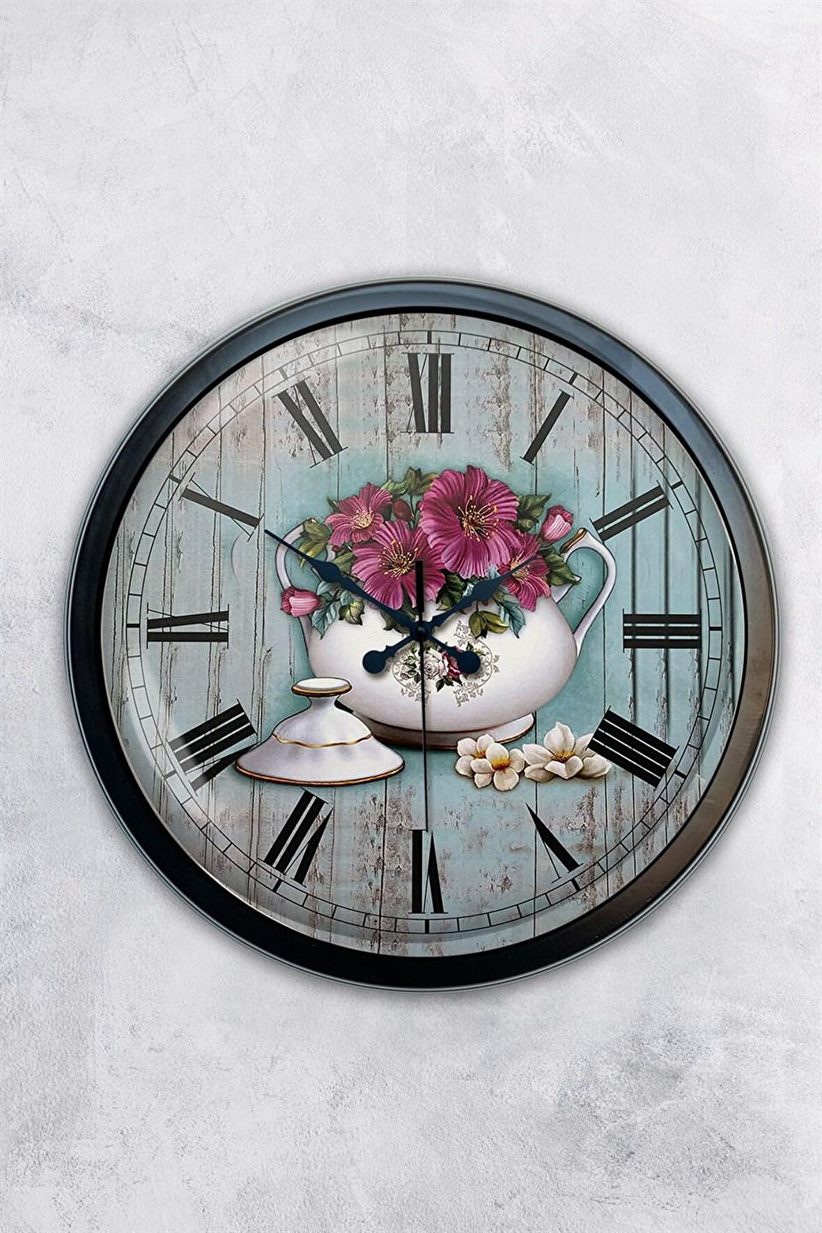 40 Cm Siyah Metal Mutfak Duvar Saati