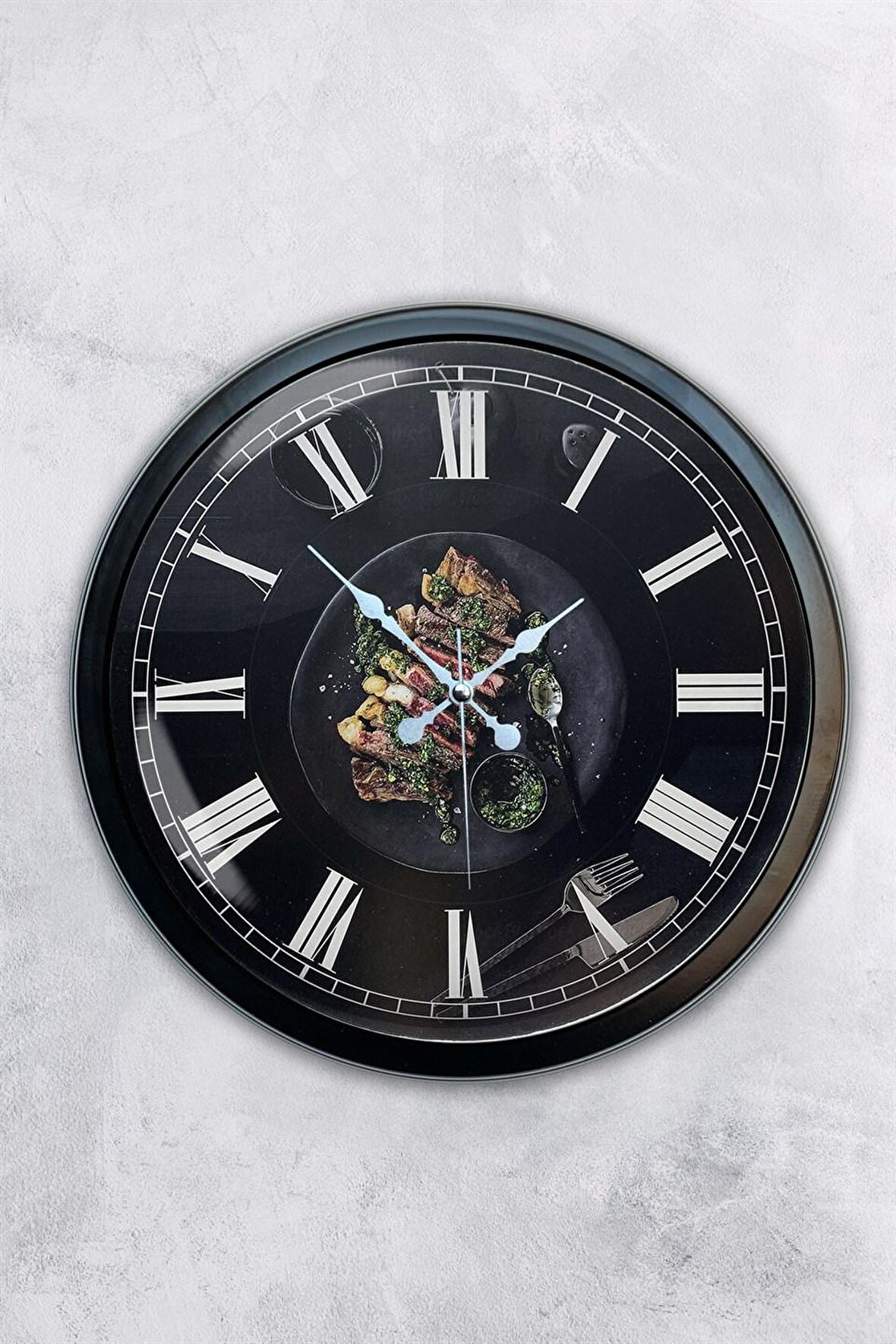 40 Cm Siyah Metal Mutfak Duvar Saati