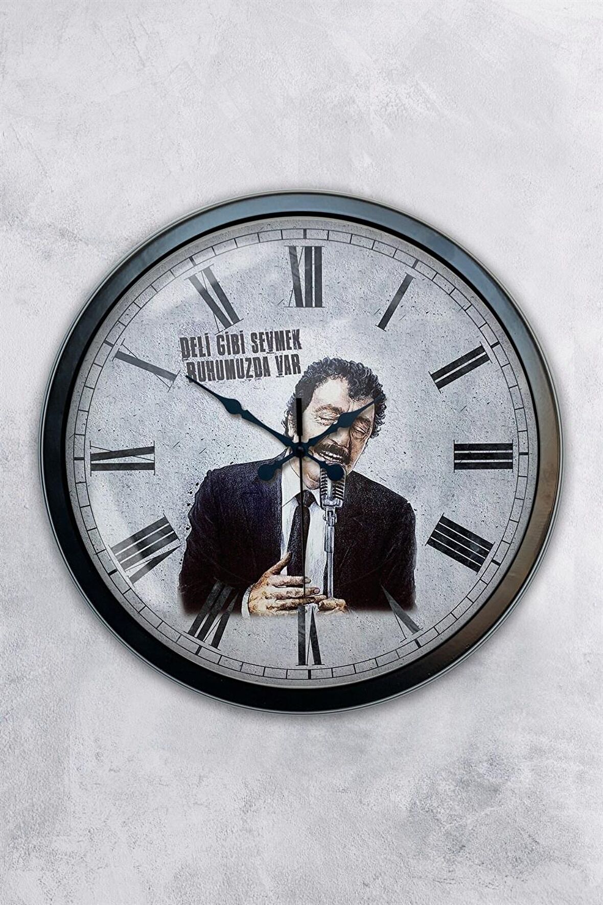 40 Cm Siyah Metal Müslüm Baba Duvar Saati