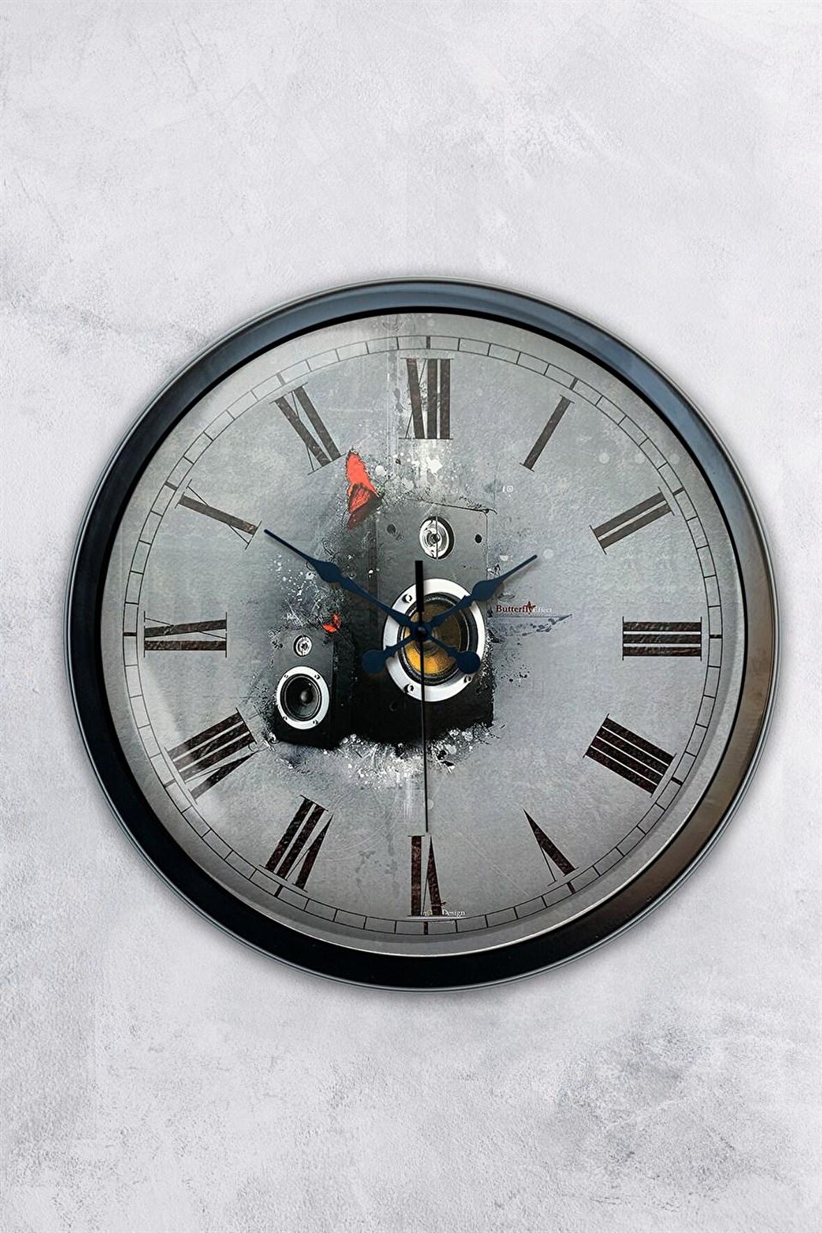 40 Cm Siyah Metal Music Duvar Saati