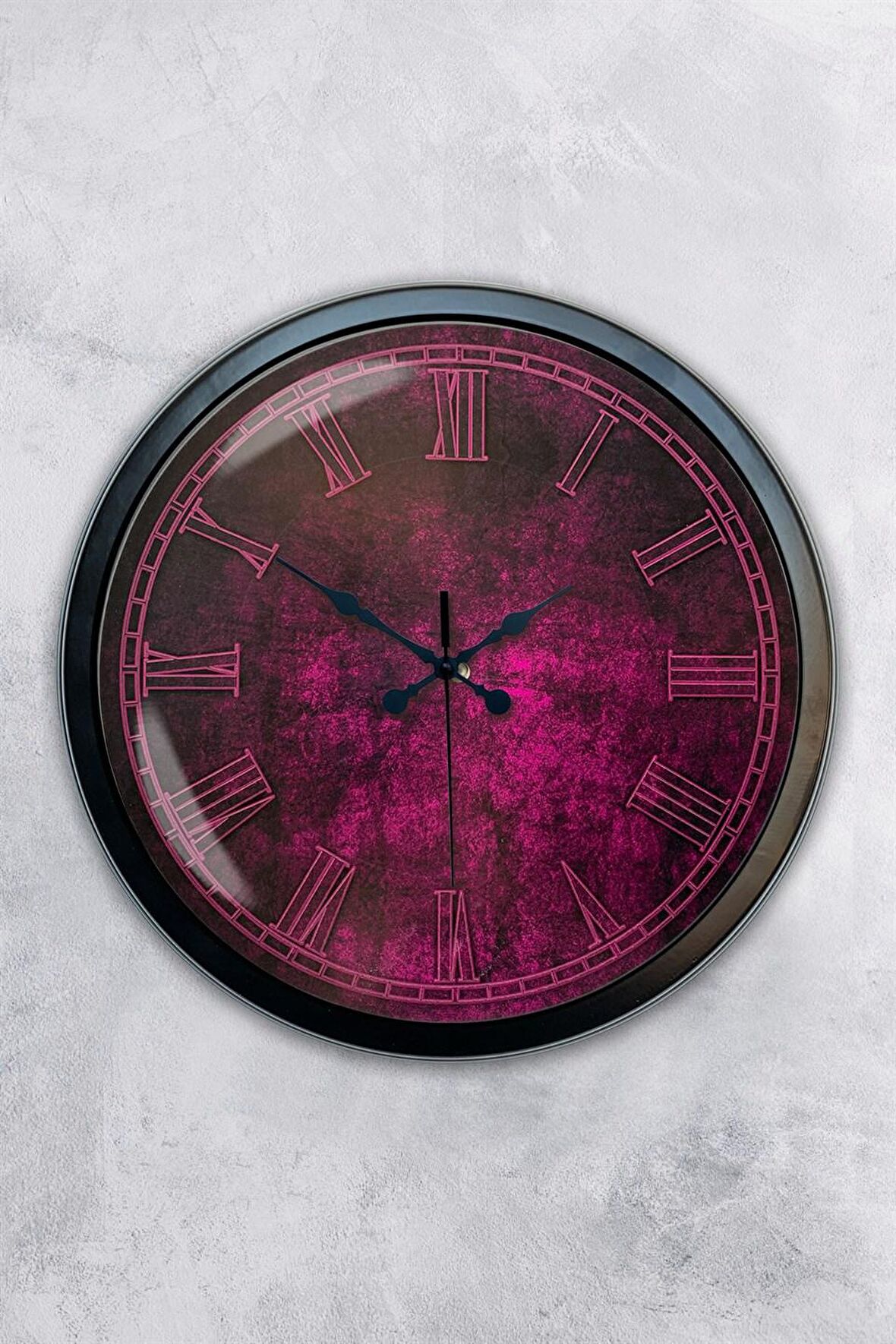 40 Cm Siyah Metal Mor Duvar Saati