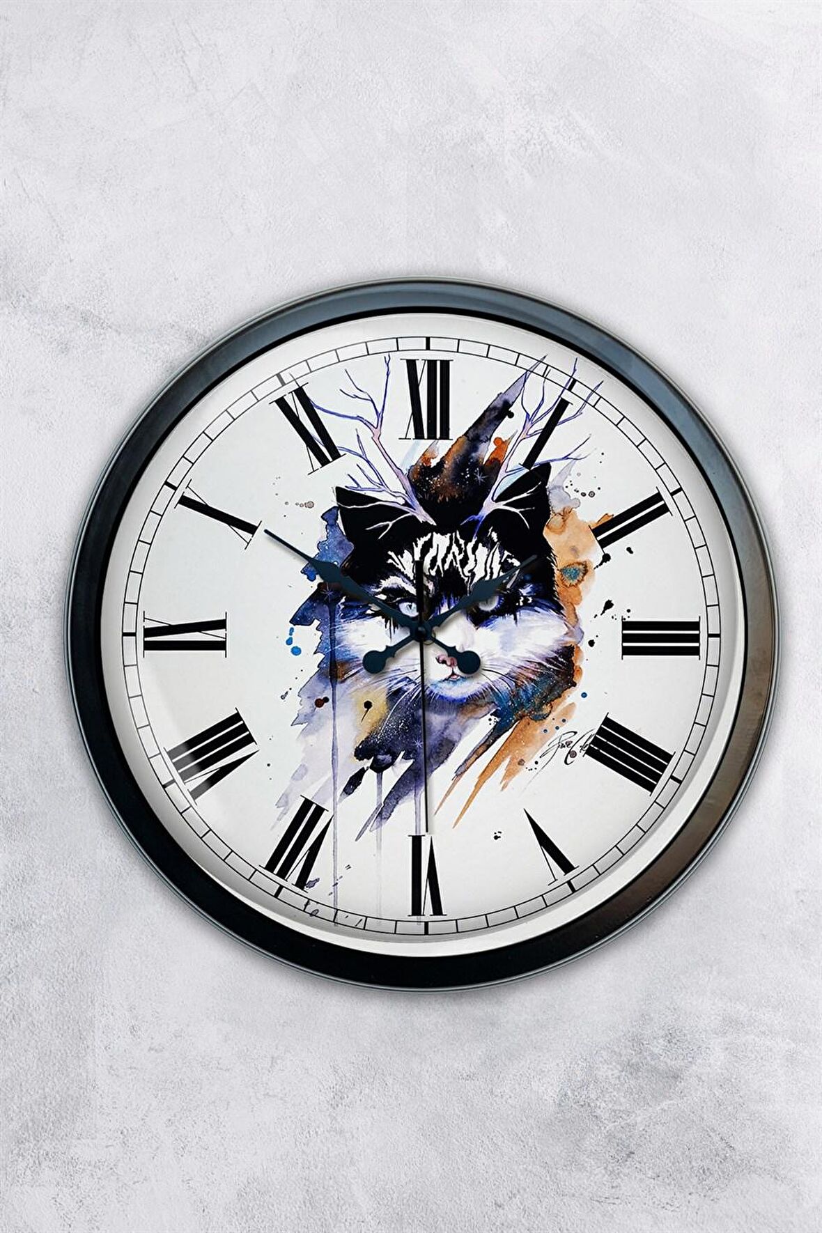 40 Cm Siyah Metal Modern Duvar Saati