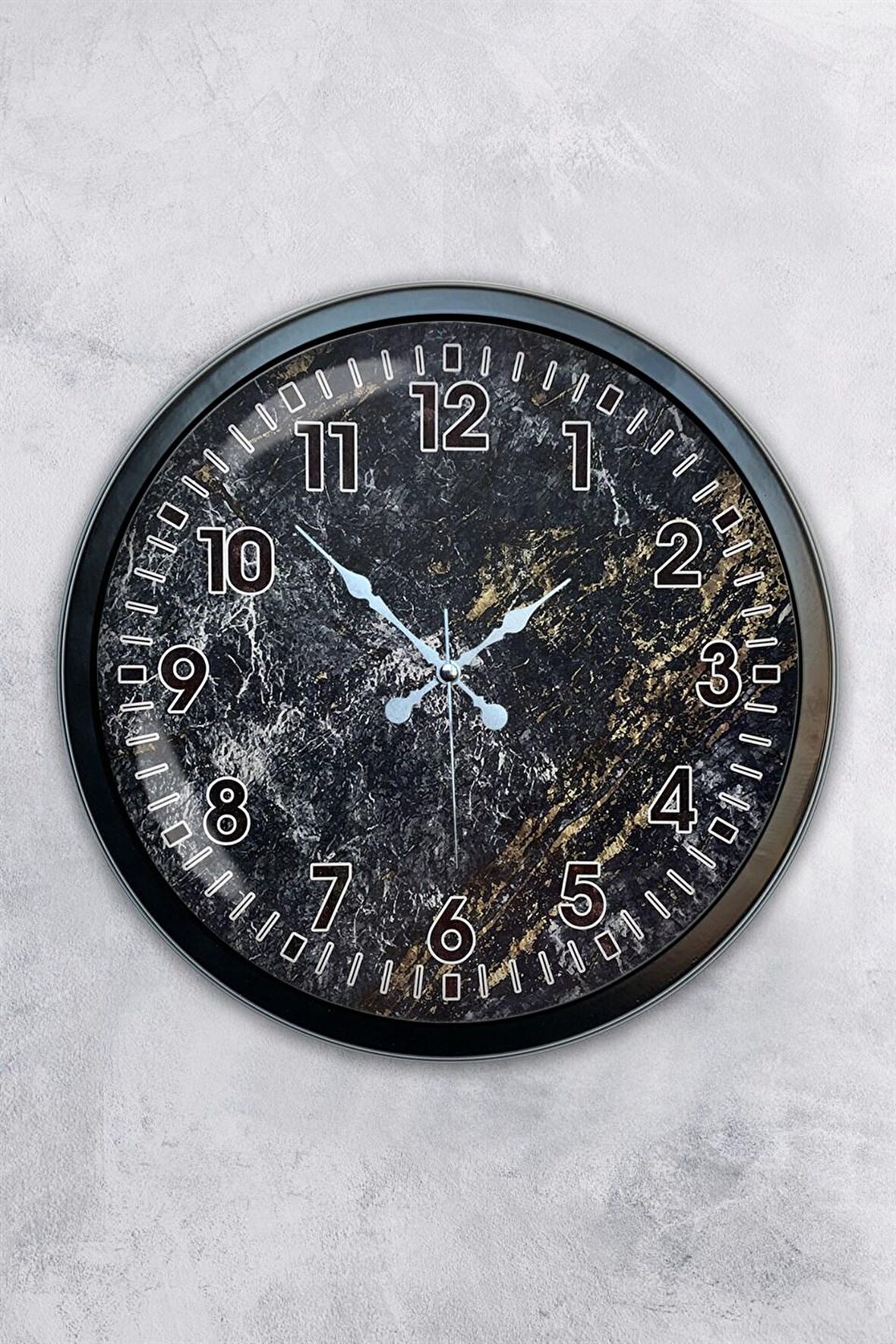 40 Cm Siyah Metal Mermer Duvar Saati
