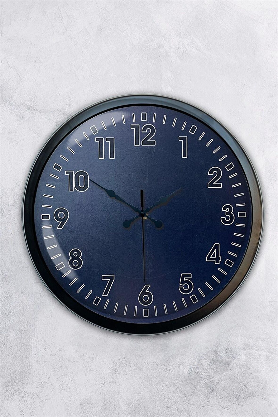 40 Cm Siyah Metal Mavi Duvar Saati