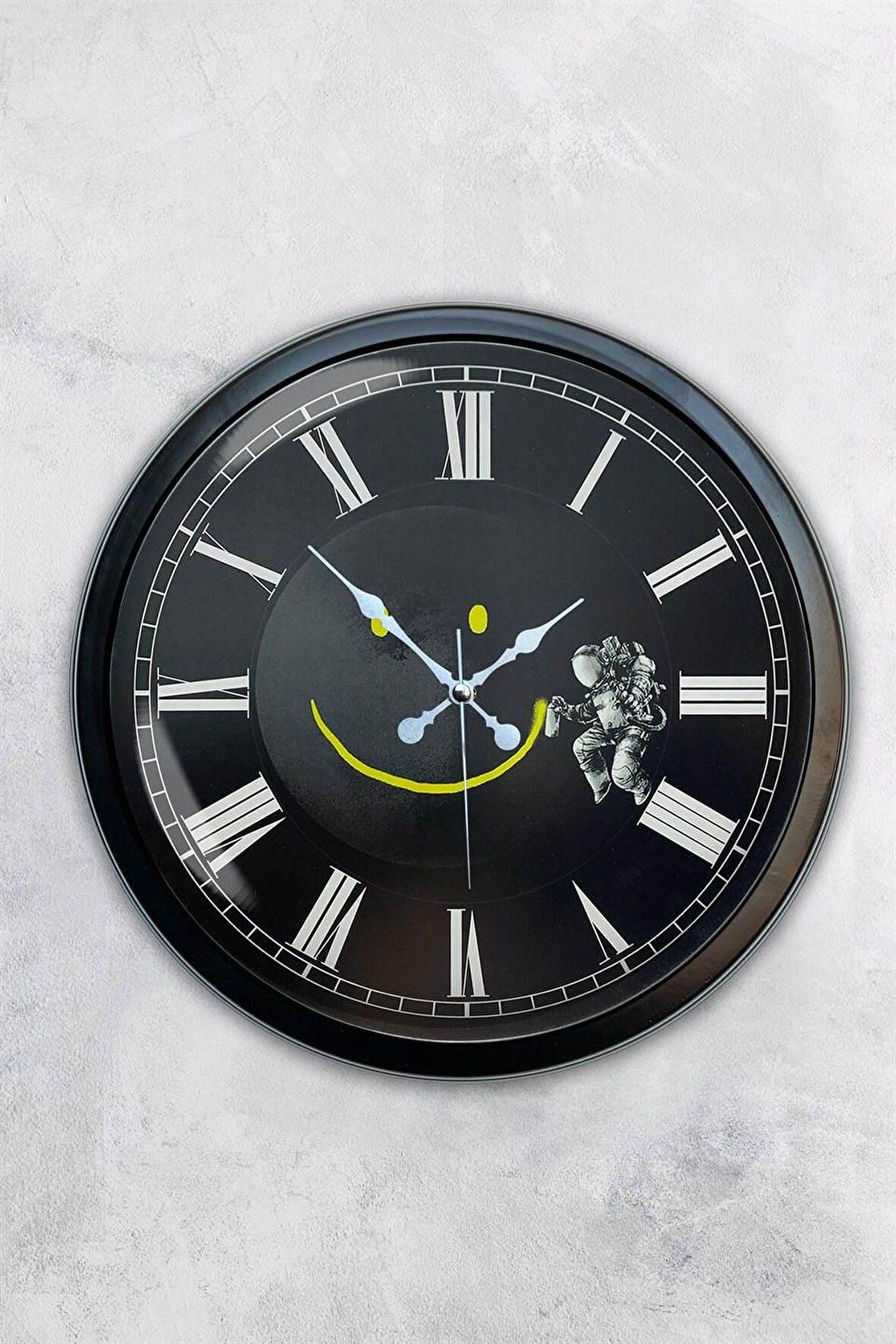 40 Cm Siyah Metal Marslı Duvar Saati