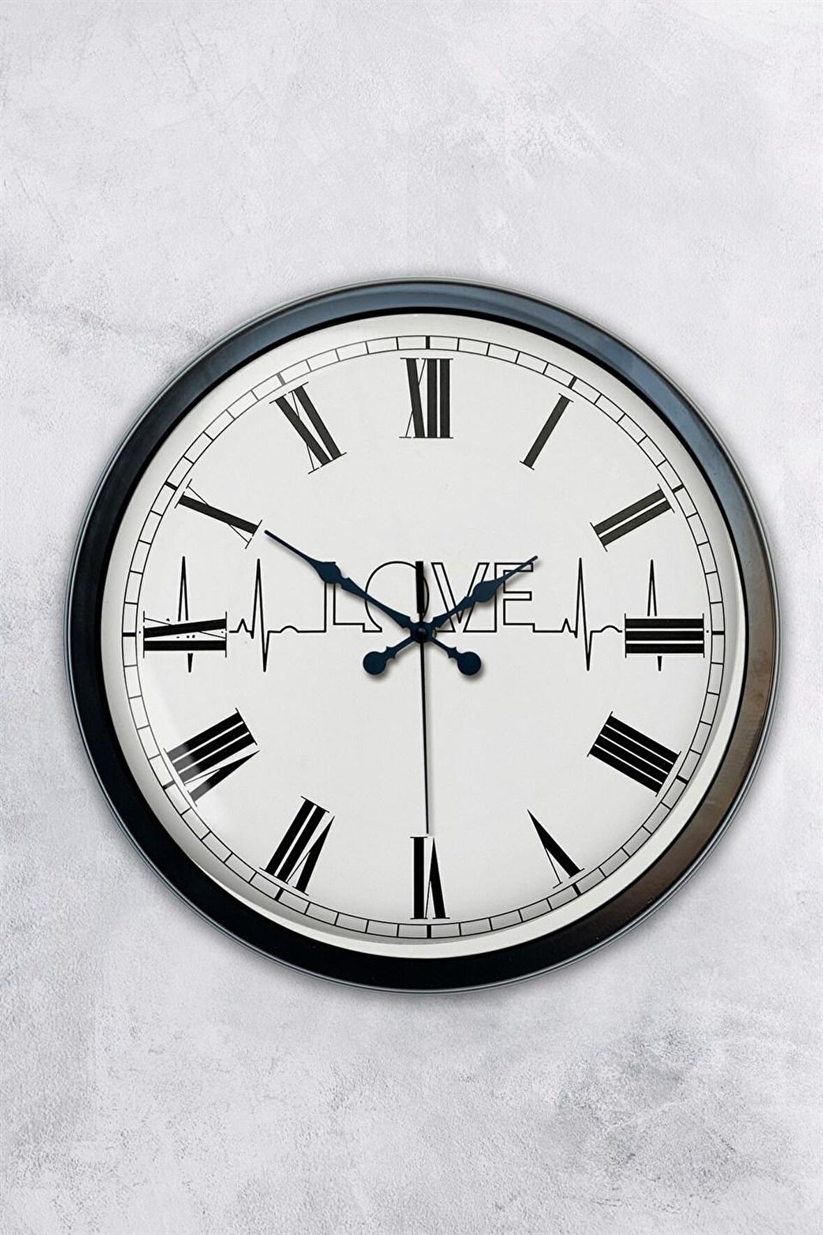 40 Cm Siyah Metal Love Duvar Saati