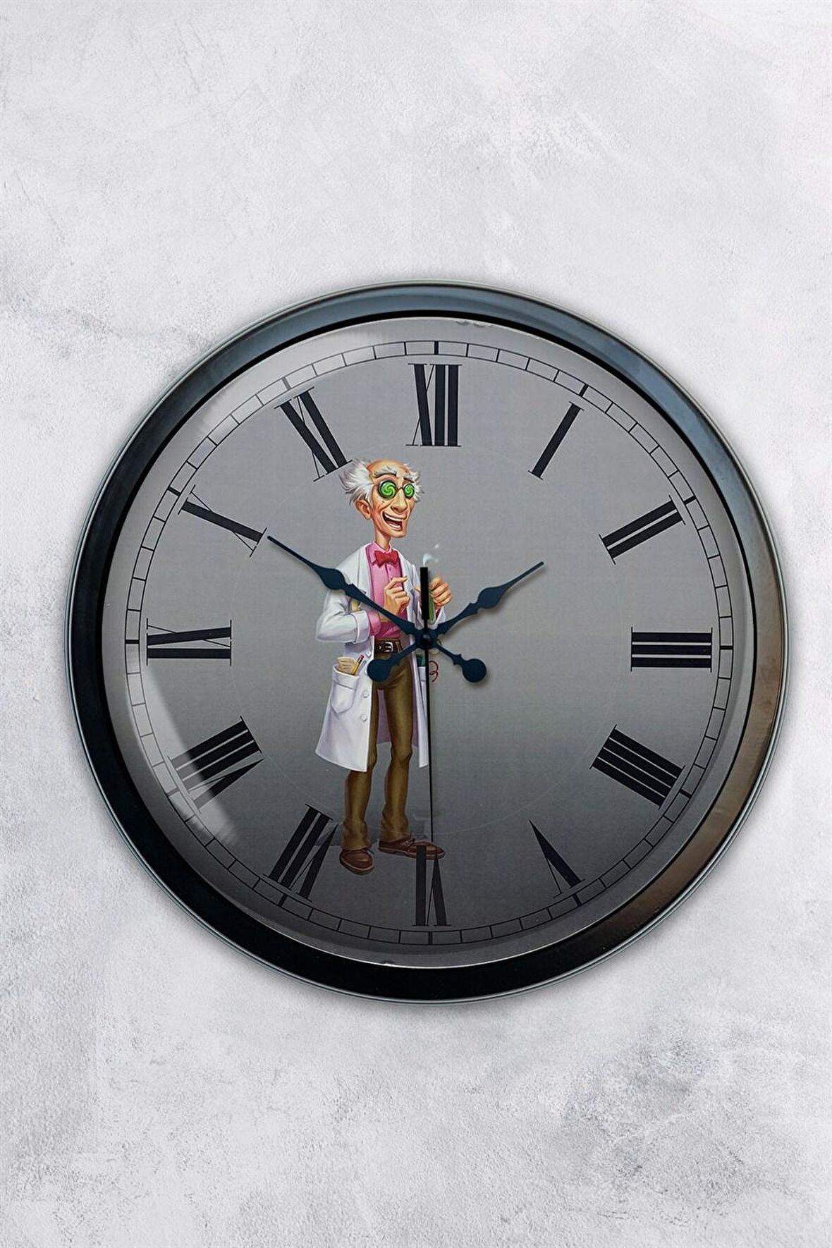 40 Cm Siyah Metal Laboratuvar Duvar Saati