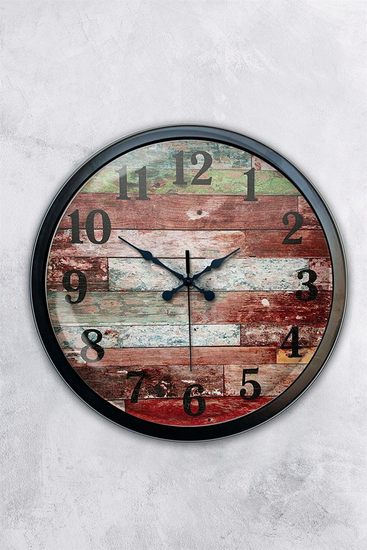 40 Cm Siyah Metal Kütük Duvar Saati