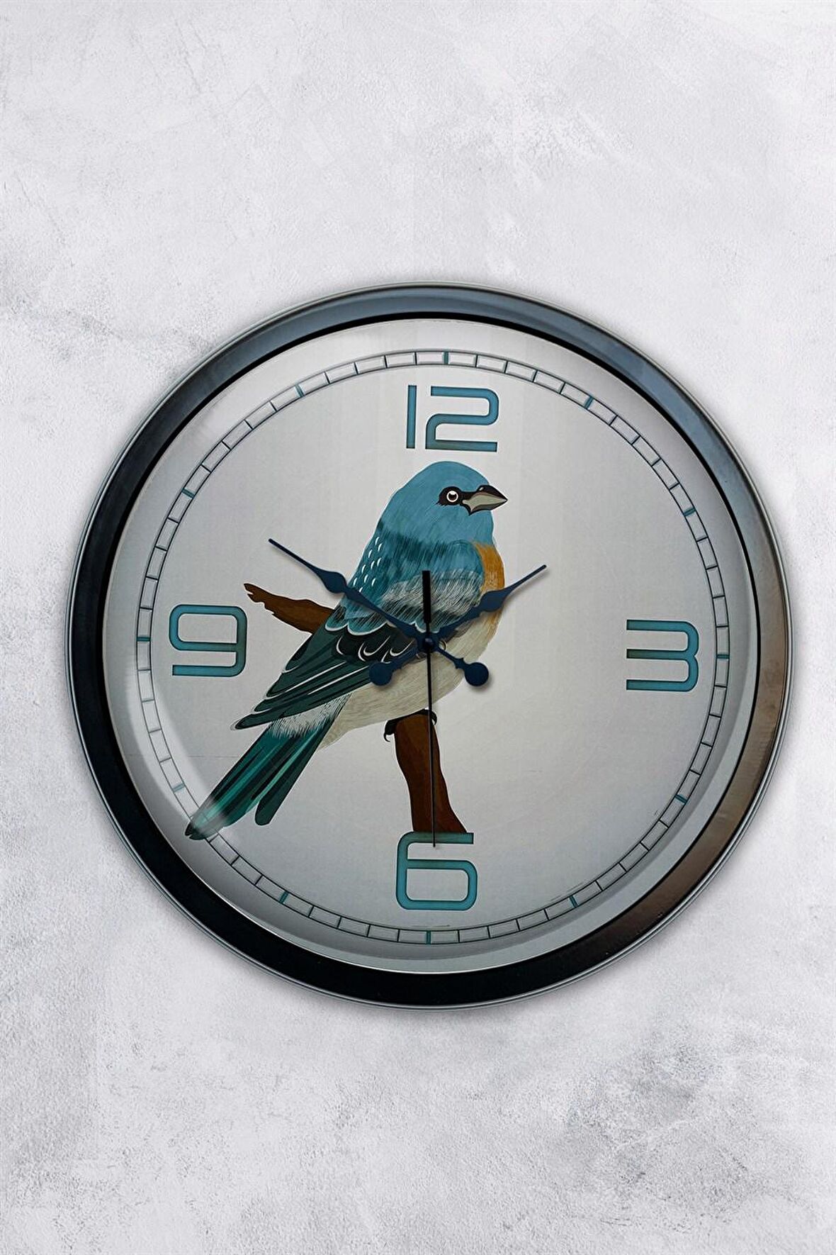 40 Cm Siyah Metal Kuş Duvar Saati