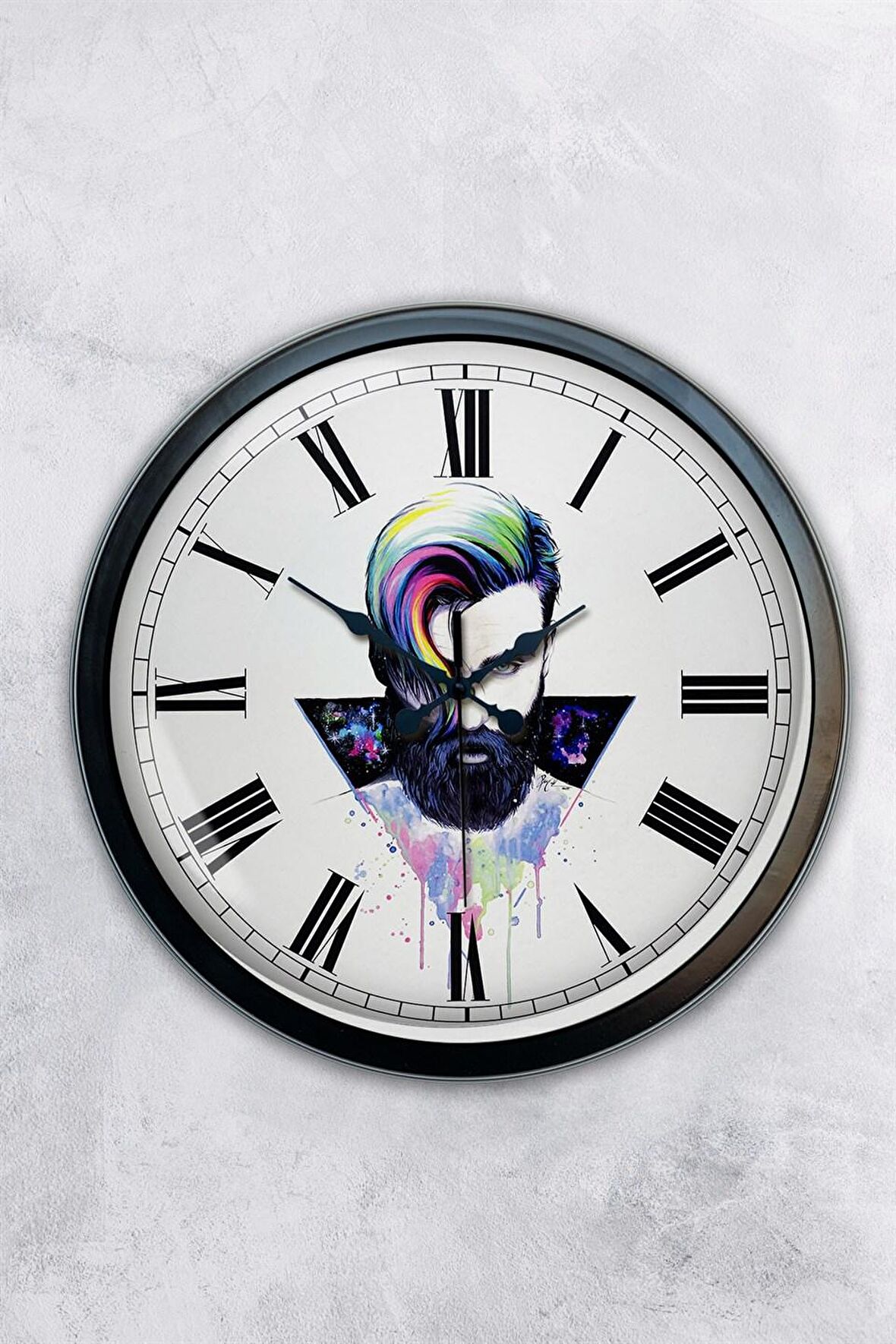 40 Cm Siyah Metal Kuaför Duvar Saati