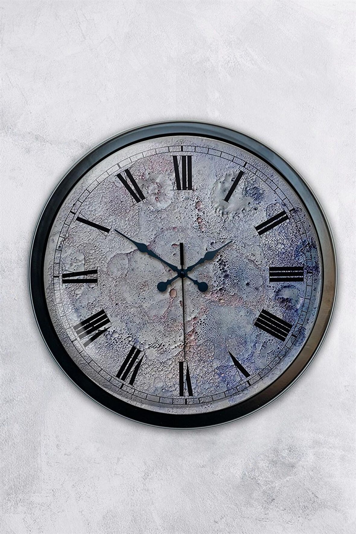 40 Cm Siyah Metal Kreter Duvar Saati