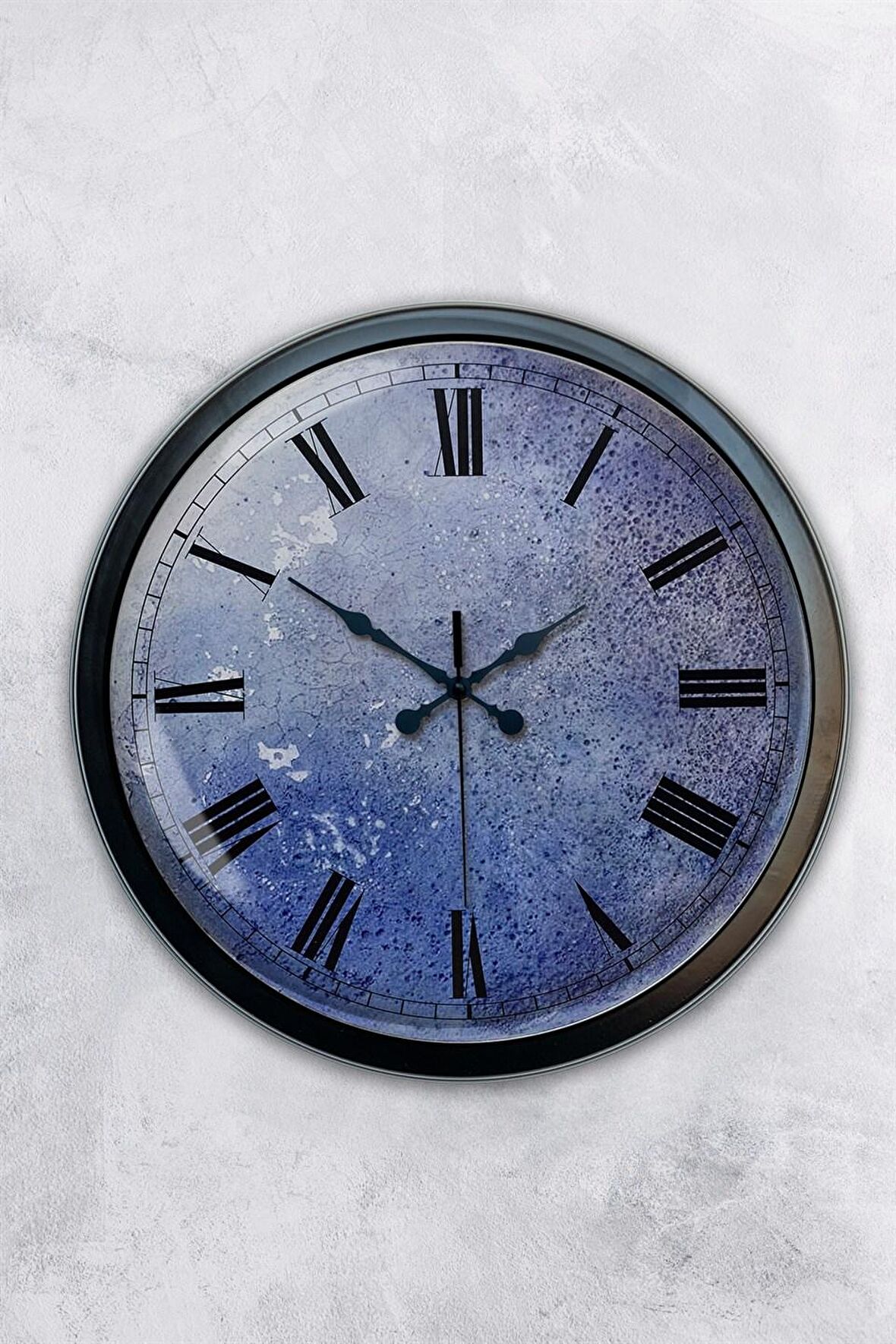 40 Cm Siyah Metal Kreter Duvar Saati