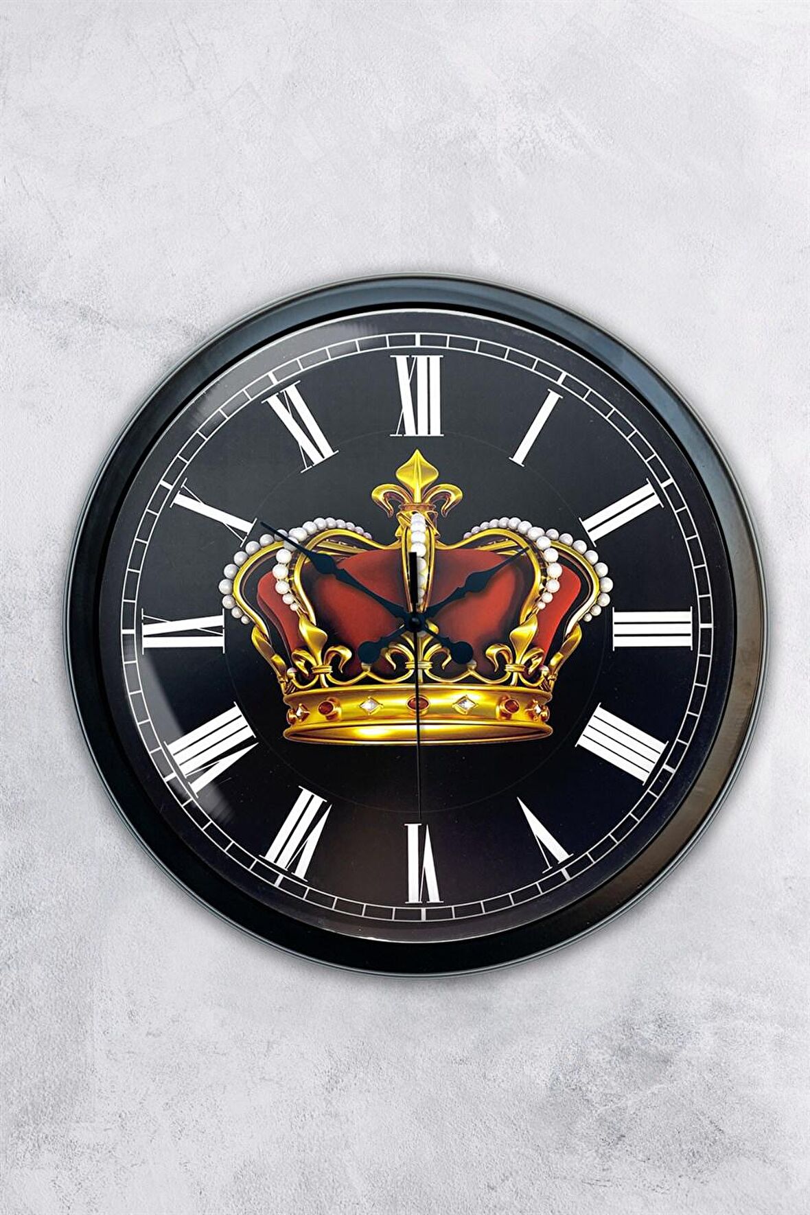 40 Cm Siyah Metal Kral Tacı Duvar Saati
