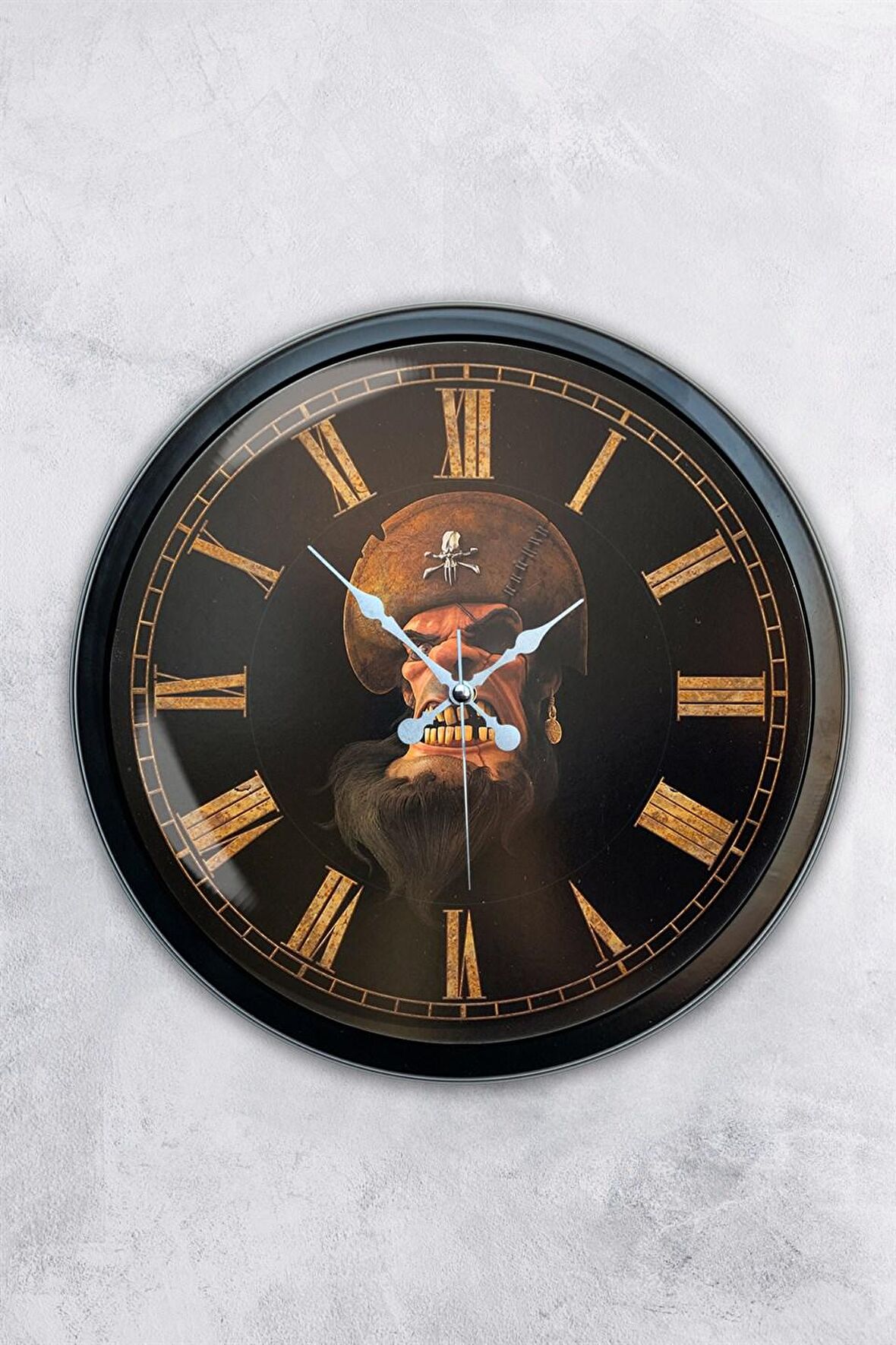 40 Cm Siyah Metal Korsan Duvar Saati